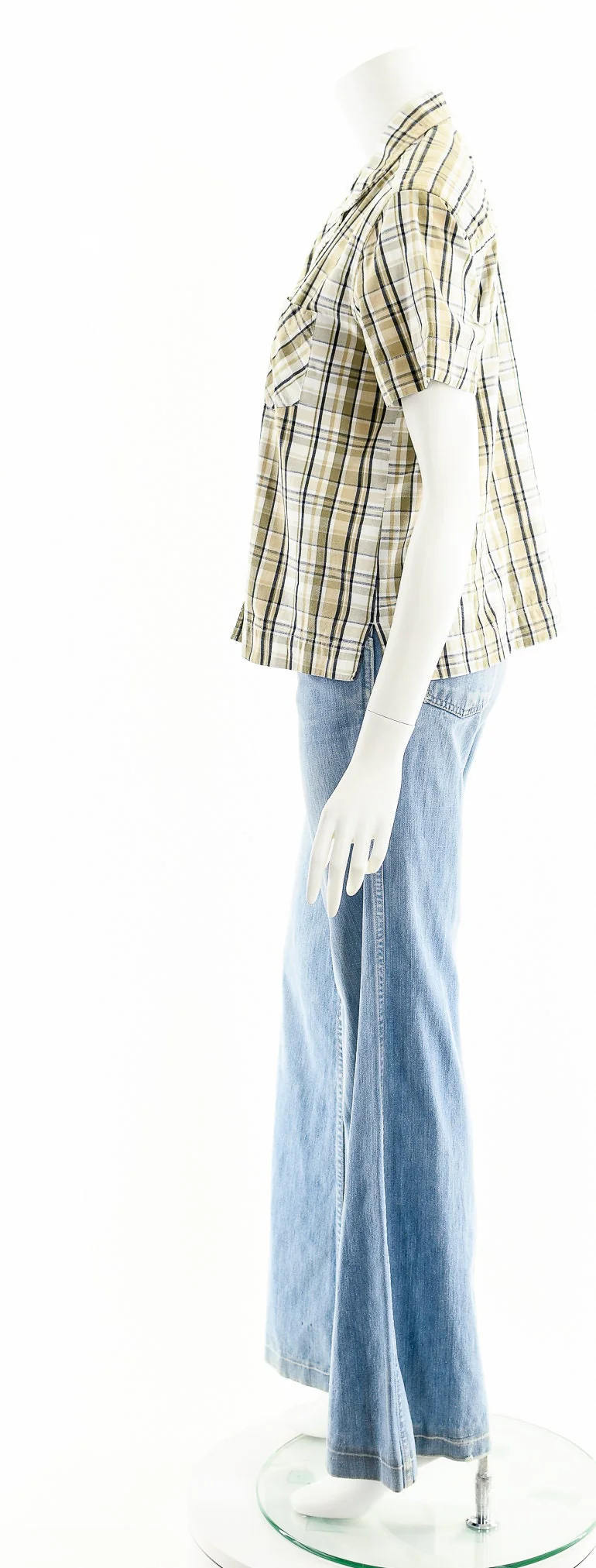 Plaid Cropped Cotton Button Up - Image 9