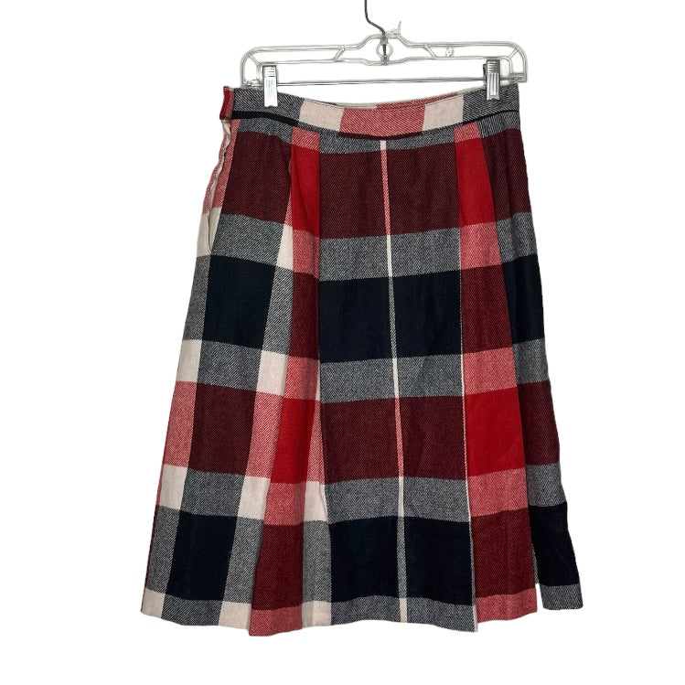 Plaid Wool Blend Skirt Red Black Cream Pleats By Summit Sportwear - Image 4