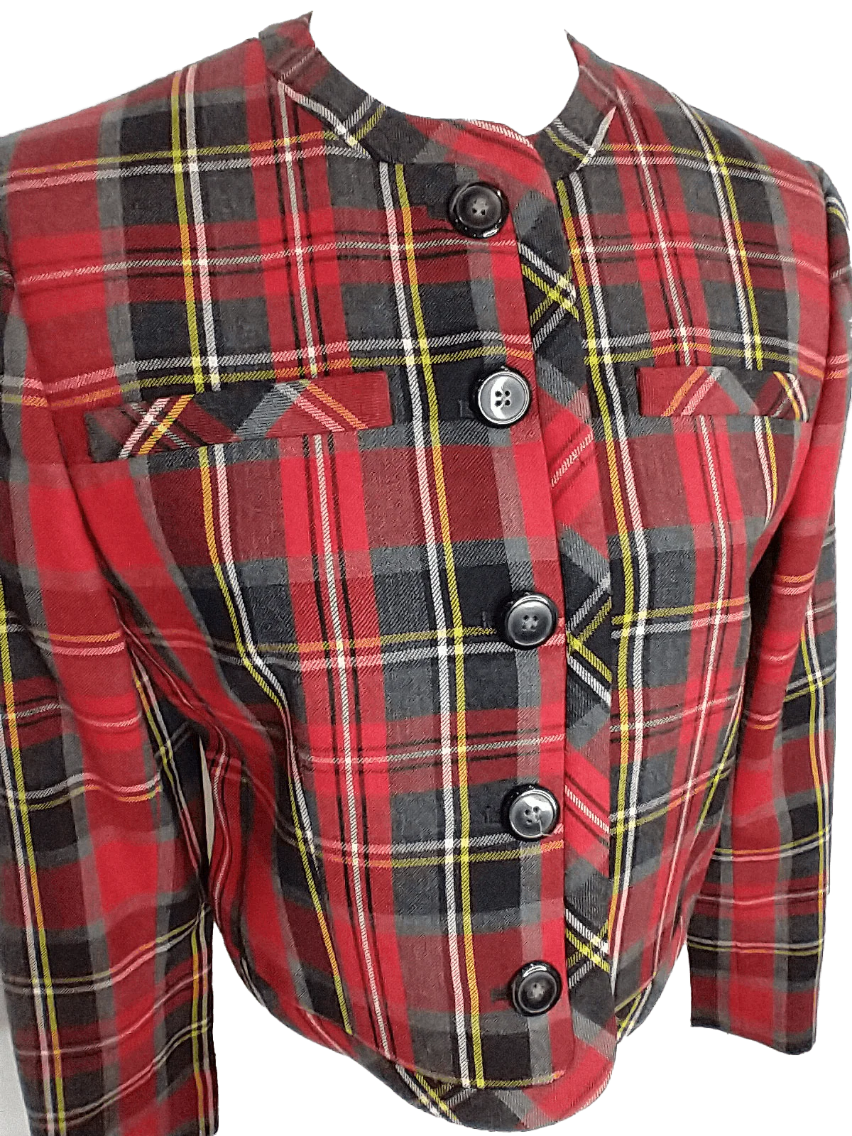 Plaid Wool Crop Jacket