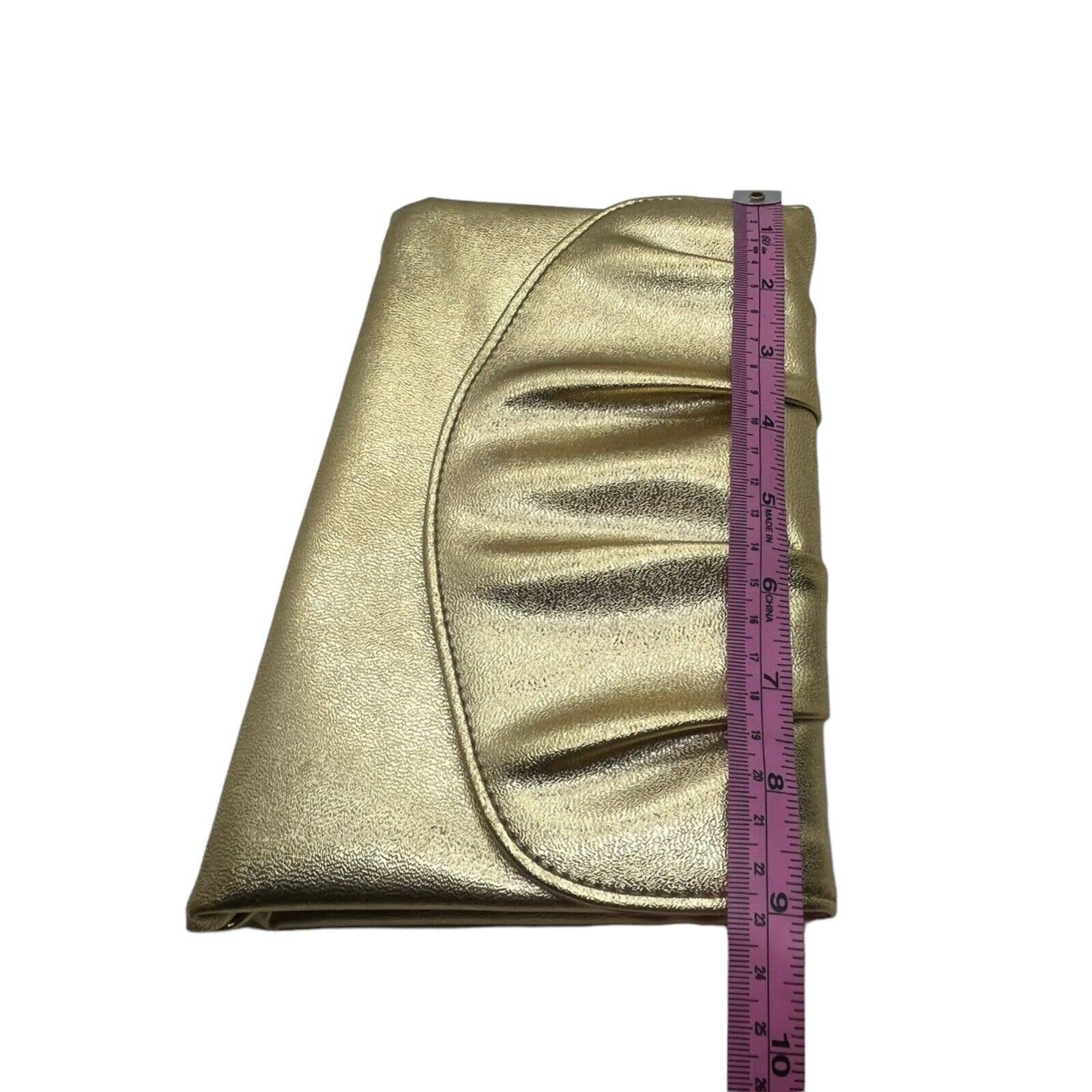 Polished Gold Evening Bag 1978 Pleated Clutch Purse Party New Years with Box by Avon - Image 5