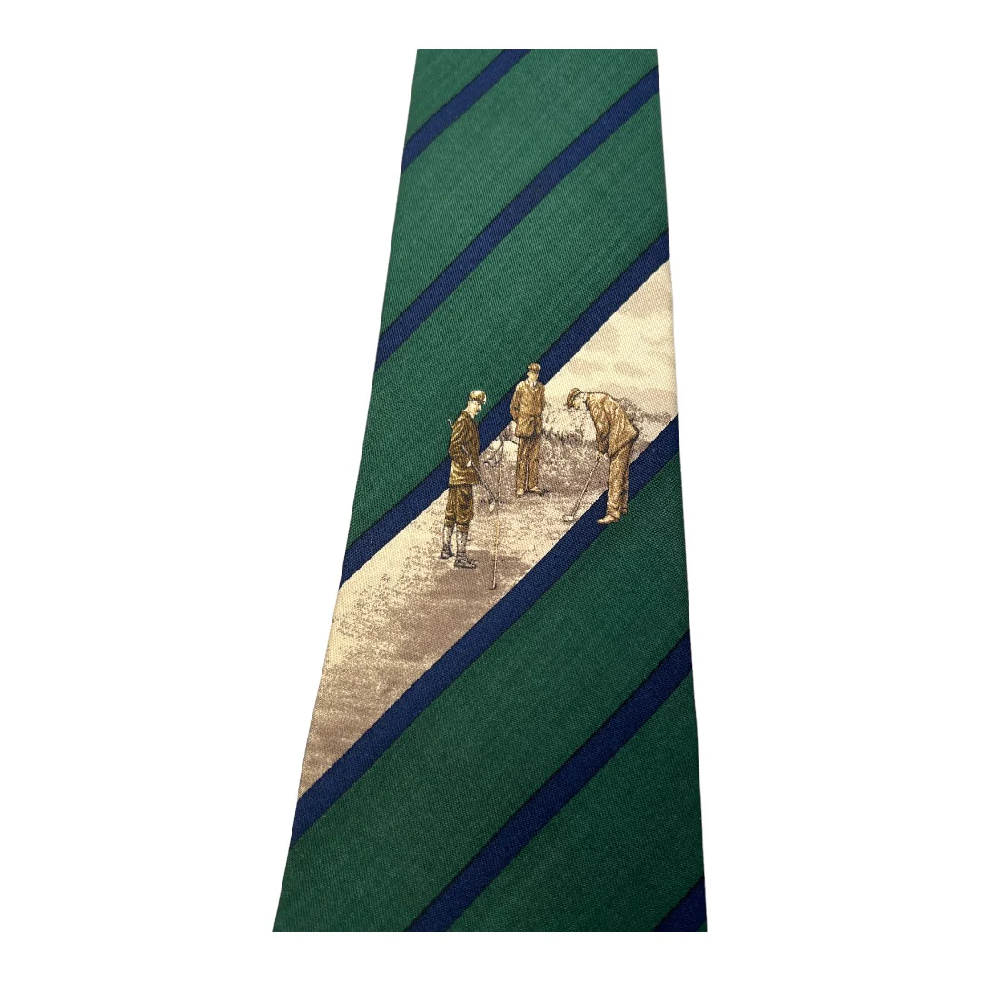 Polo 100% Silk Men's Tie Green and Blue by Ralph Lauren - Image 2