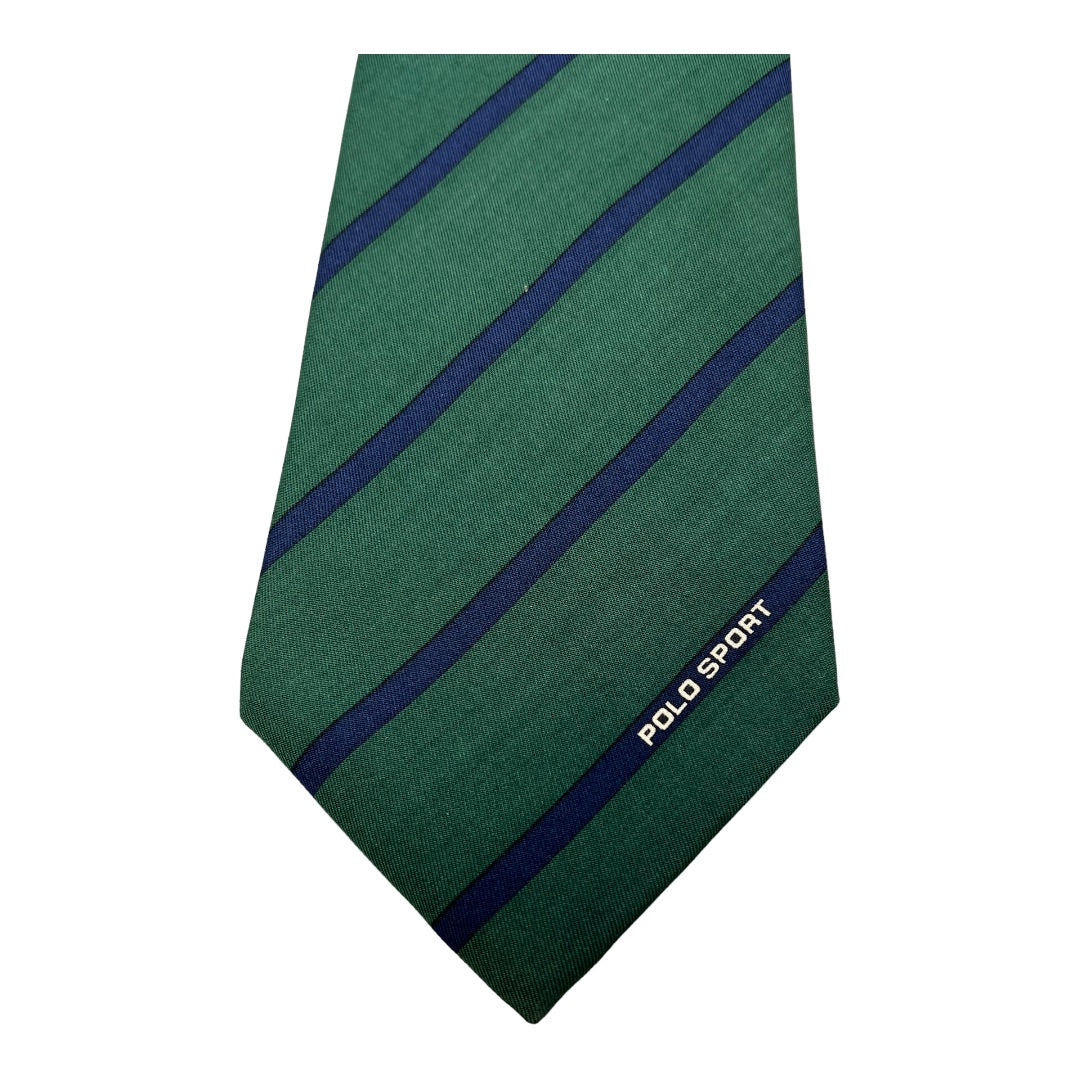 Polo 100% Silk Men's Tie Green and Blue by Ralph Lauren - Image 3