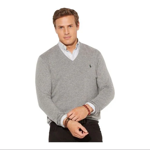 Polo Mens V-Neck Sweater 100% Merino Wool Made with Italian Yarn by Ralph Lauren - Image 3
