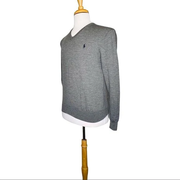 Polo Mens V-Neck Sweater 100% Merino Wool Made with Italian Yarn by Ralph Lauren - Image 7
