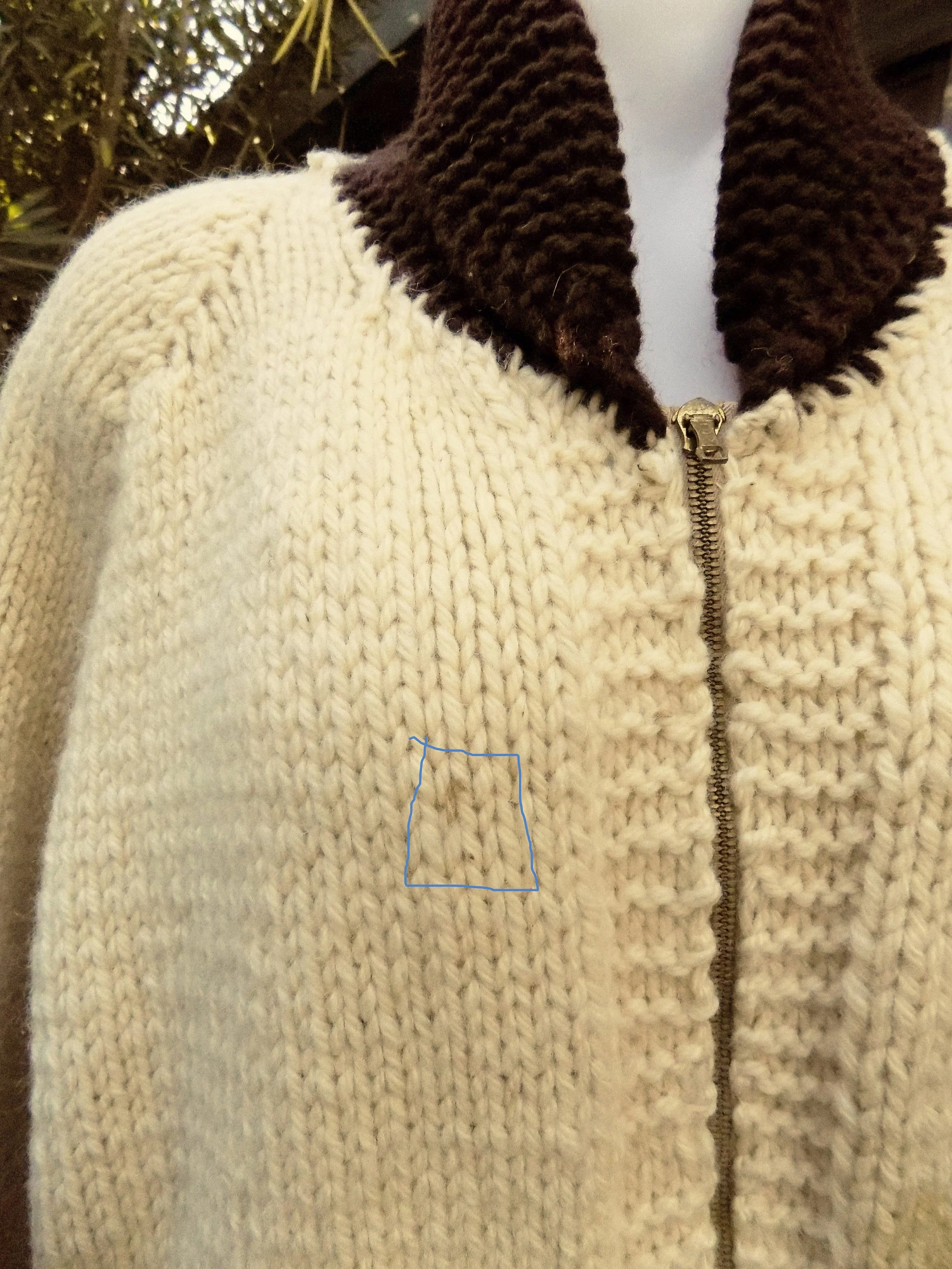 Pre 90s Hand Knitted Cowichan Cardigan with Buffalo "dills" One of a Kind Football Fan Wool Novelty - Image 6