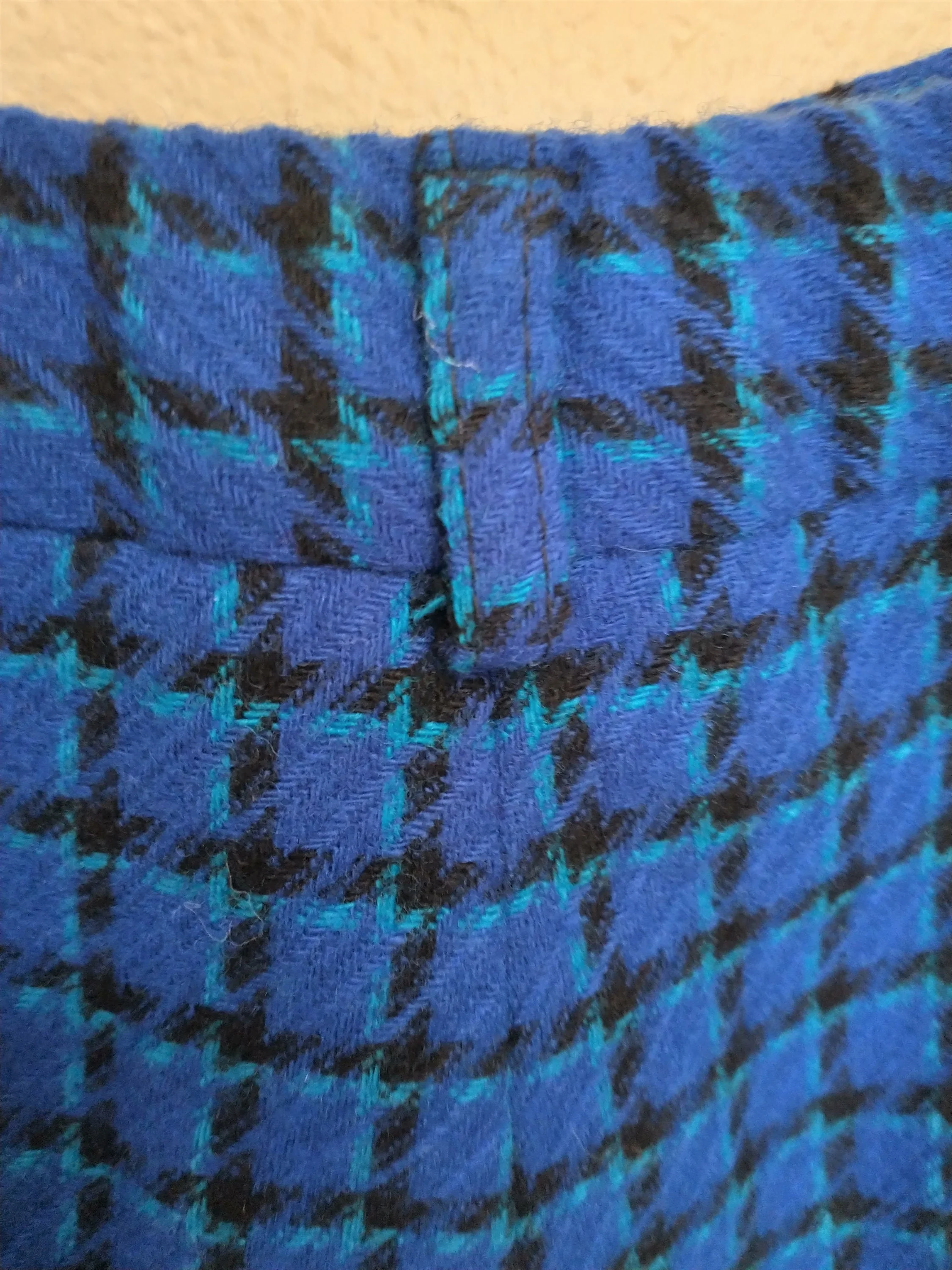 Preppy 80s High Waist Wool Pants Pleated Lined Royal Blue with Black and Green Plaid Women's Medium Made In Usa by Pendleton - Image 4