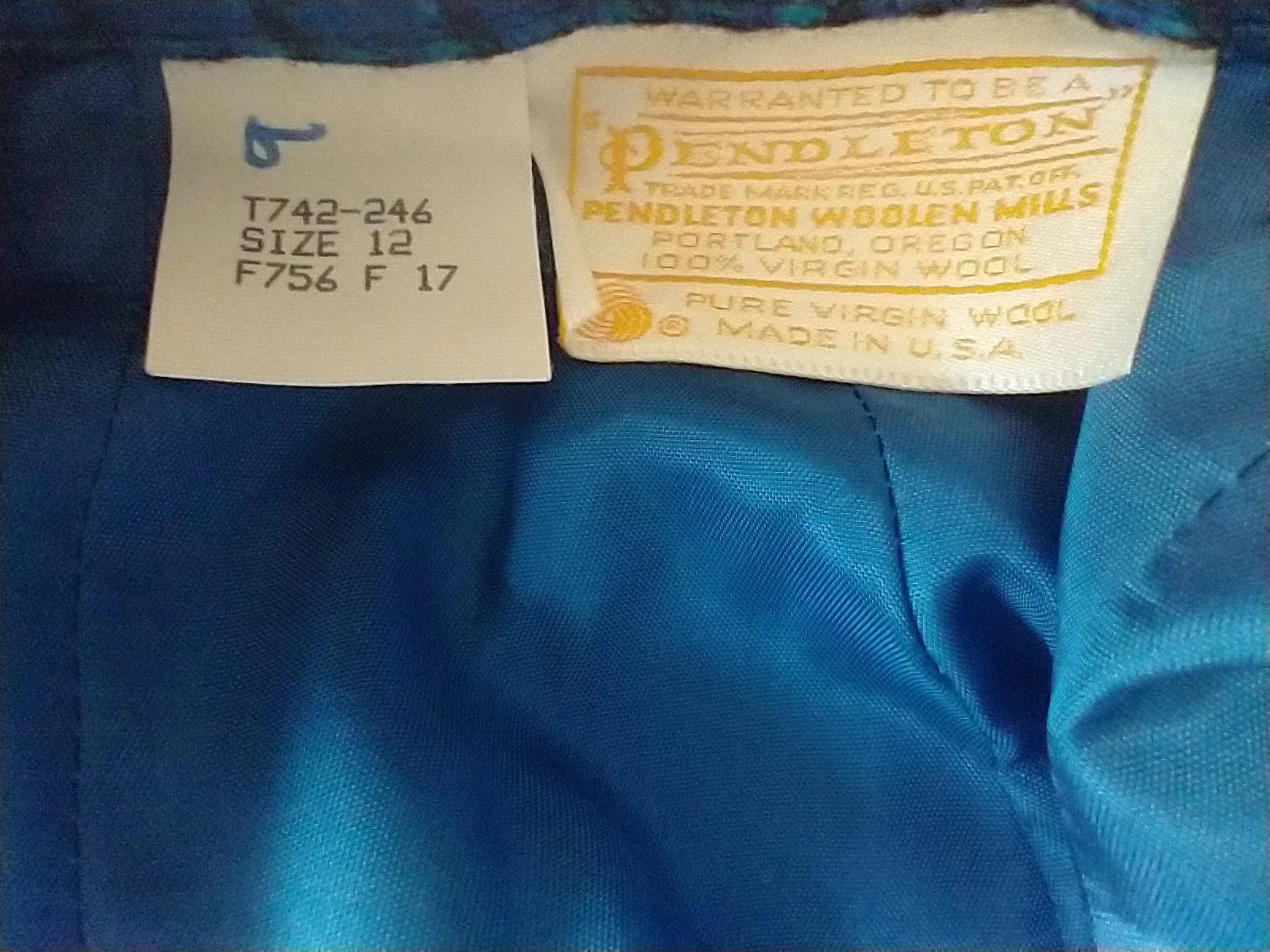 Preppy 80s High Waist Wool Pants Pleated Lined Royal Blue with Black and Green Plaid Women's Medium Made In Usa by Pendleton - Image 7
