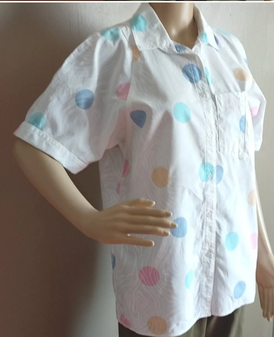 80's Pastel Puff Sleeve Polka Dot Top by Abvien - Image 3
