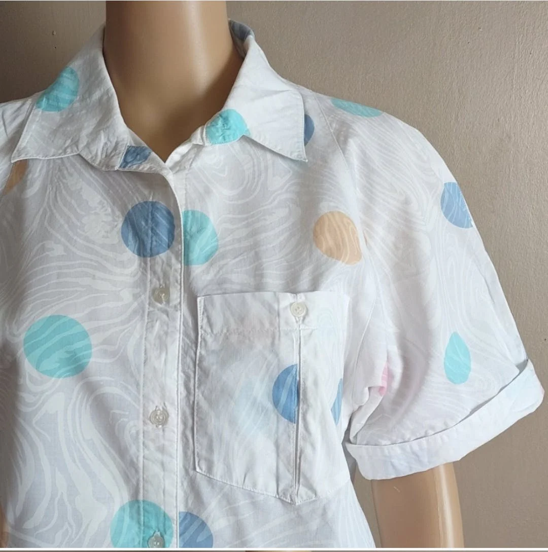 80's Pastel Puff Sleeve Polka Dot Top by Abvien - Image 4