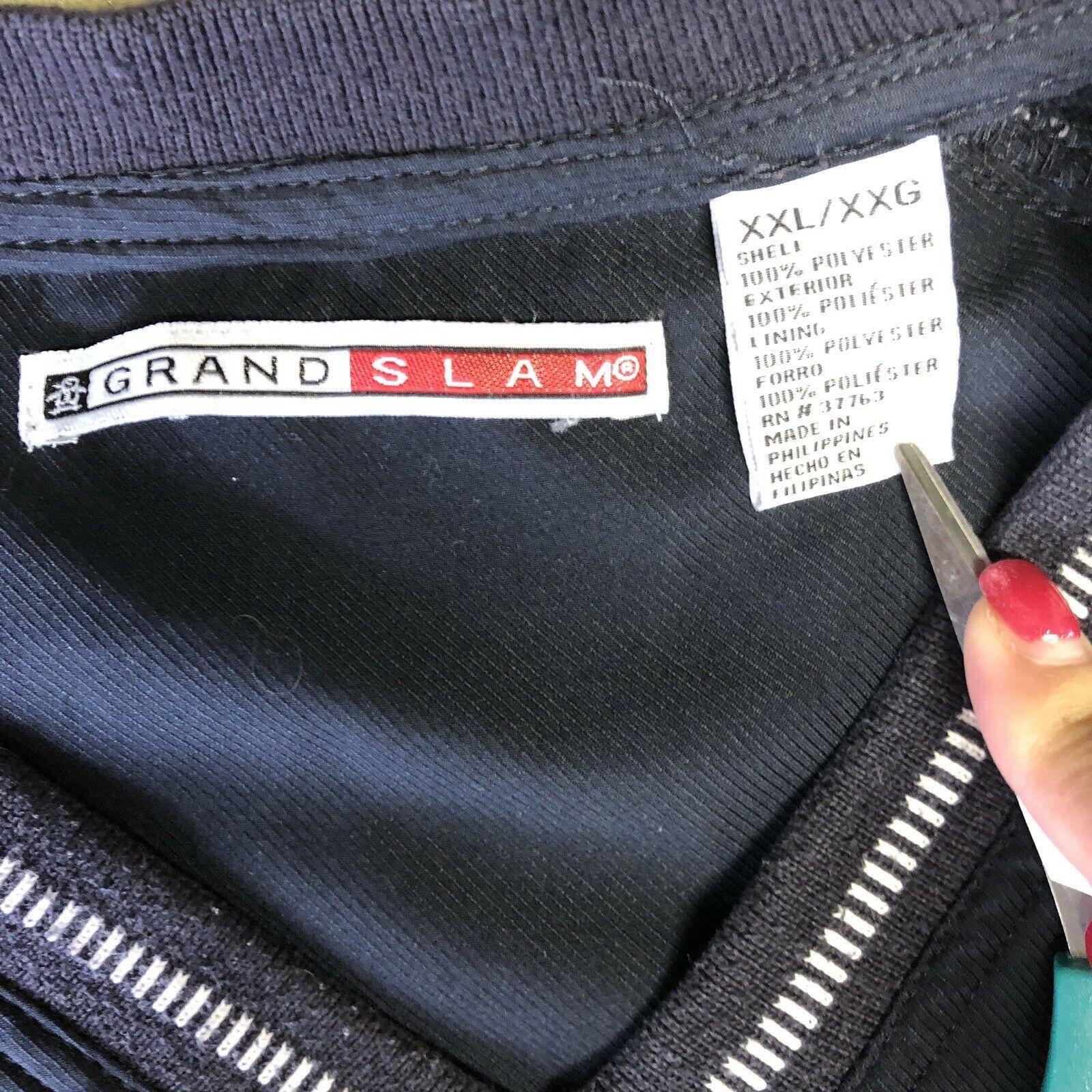 Pullover Sweatshirt Mens Size Xxl Navy Blue Zip Off Sleeves Pockets by Grand Slam - Image 3