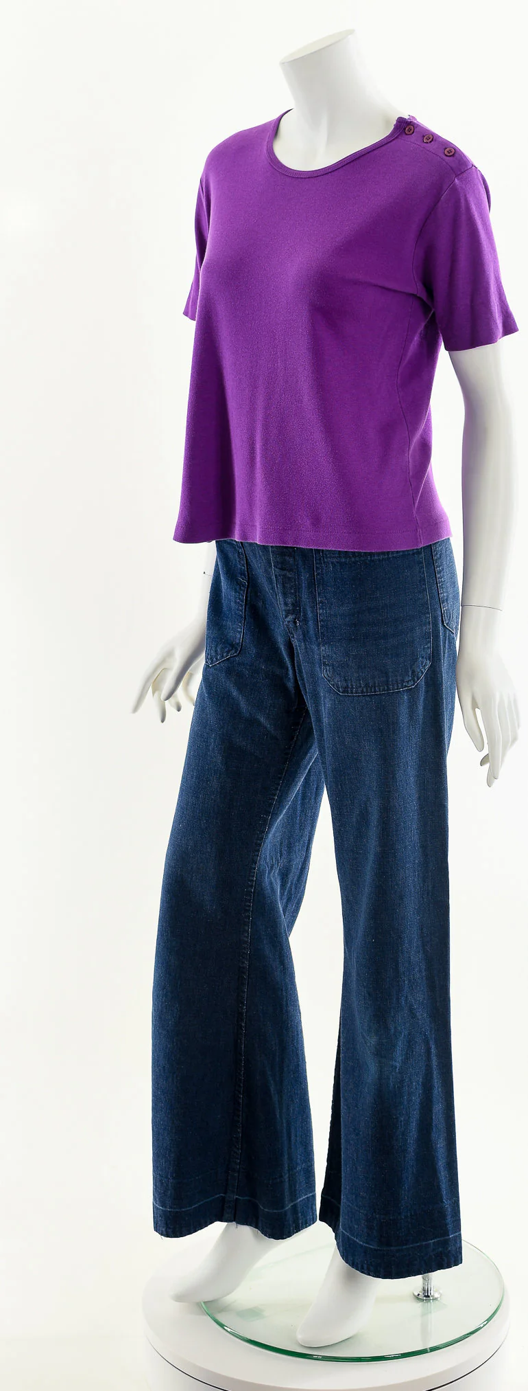 Purple Asymmetric Button Shoulder Tee by Crazy Horse - Image 10