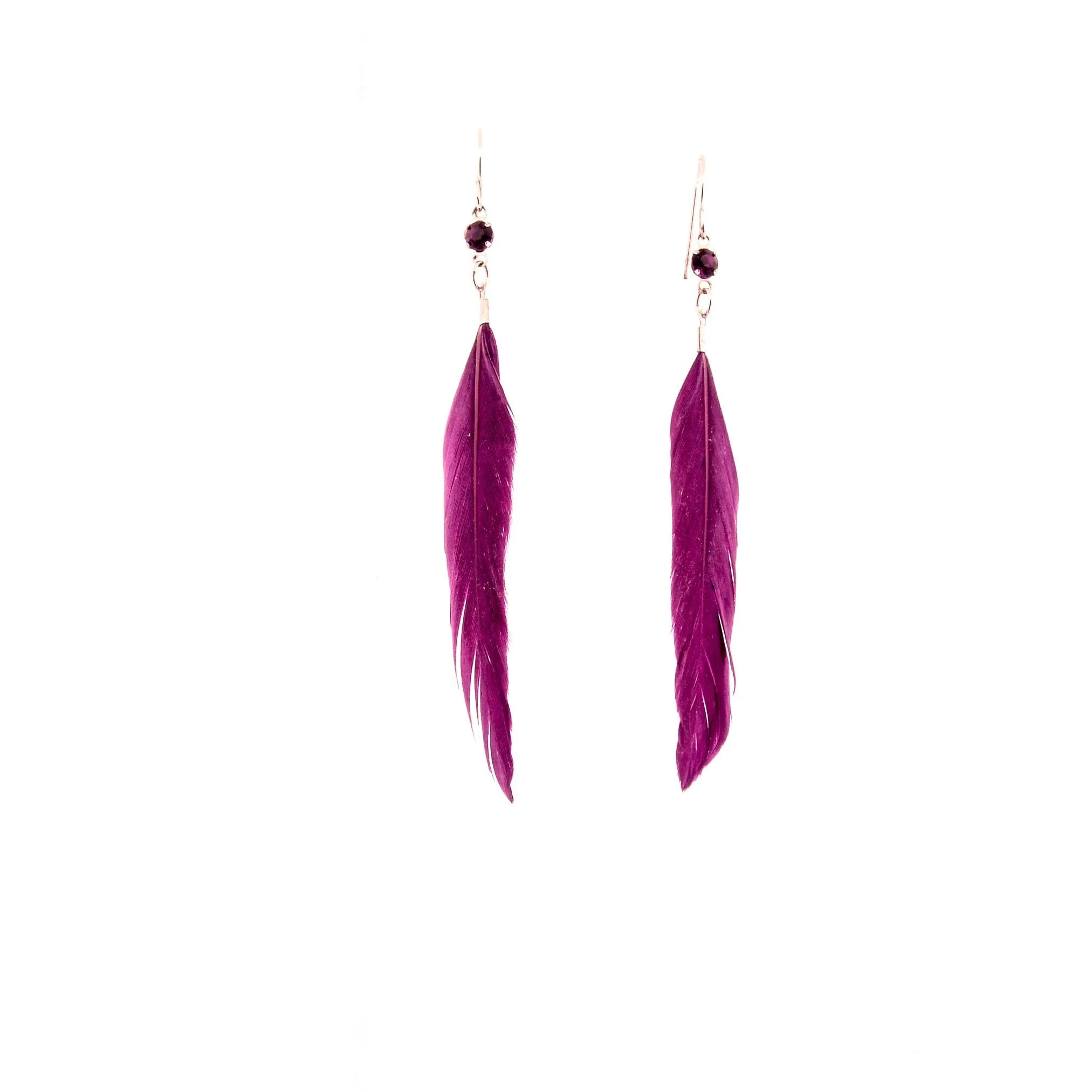 Purple Feather Rhinestone Earrings - Image 2
