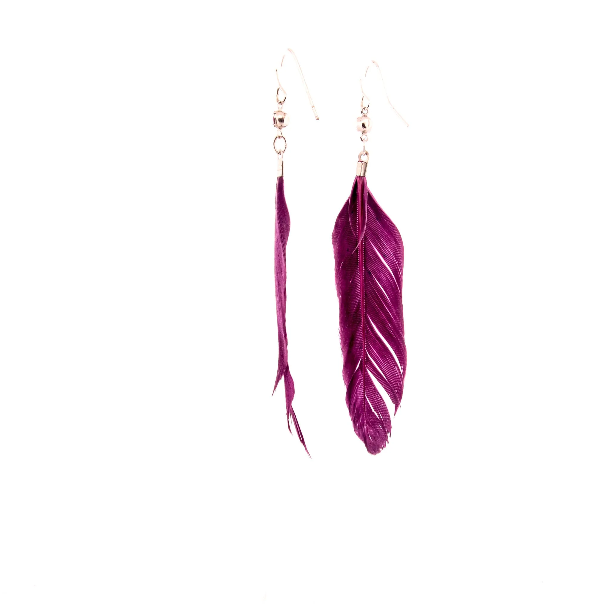 Purple Feather Rhinestone Earrings - Image 4
