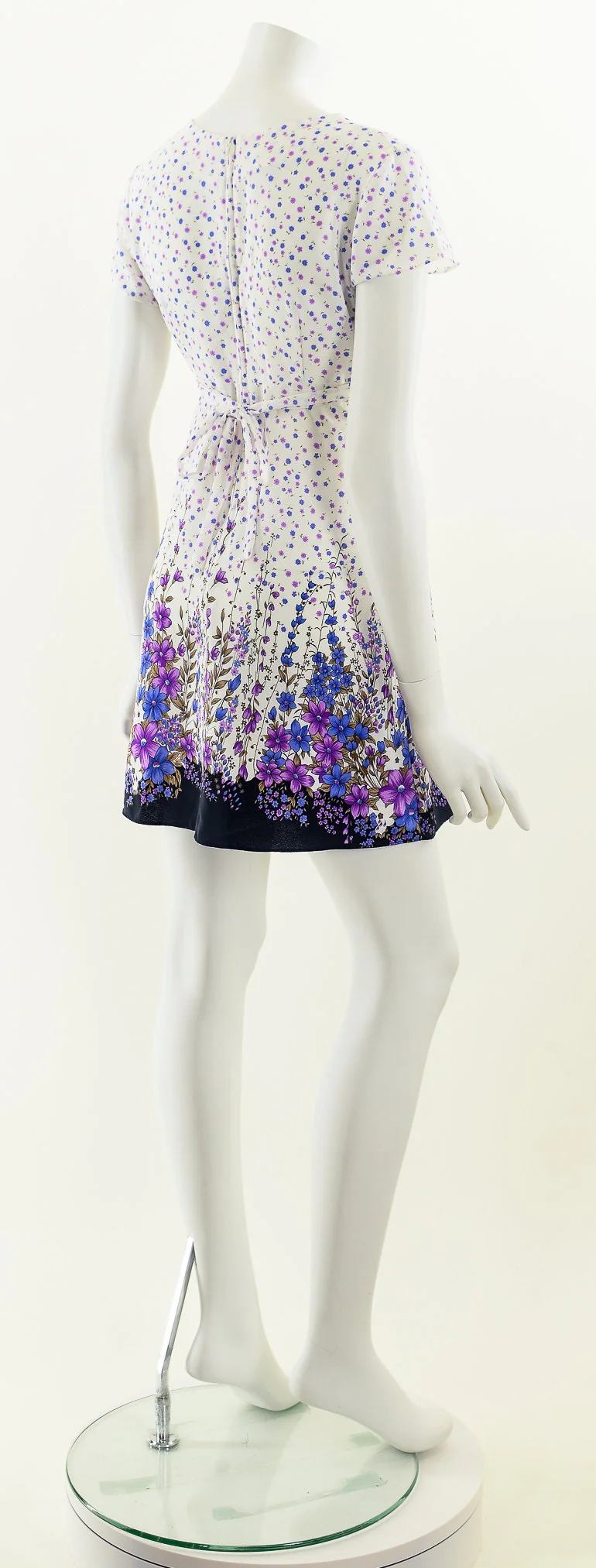 Purple Floral Print Baby Doll Dress by Dude Usa - Image 6