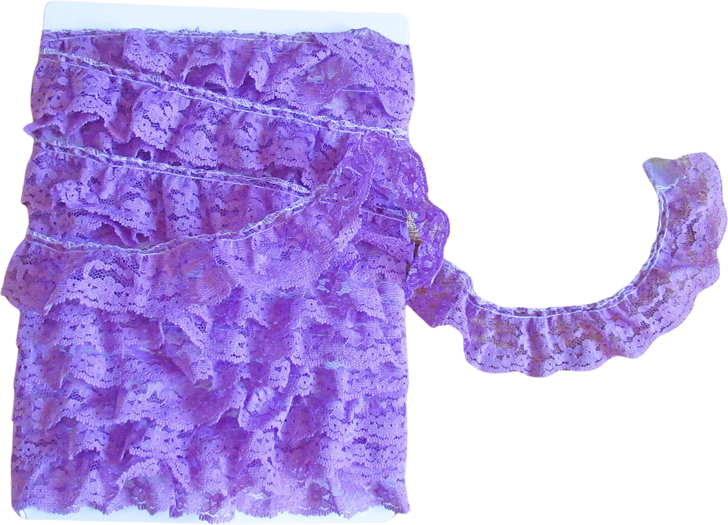 Purple Floral Sheer Softly Ruffled Wide Lace Trim 6 and 12 Yard Uncut Piece Scalloped Edge Pastel Pretty Trim Vintage