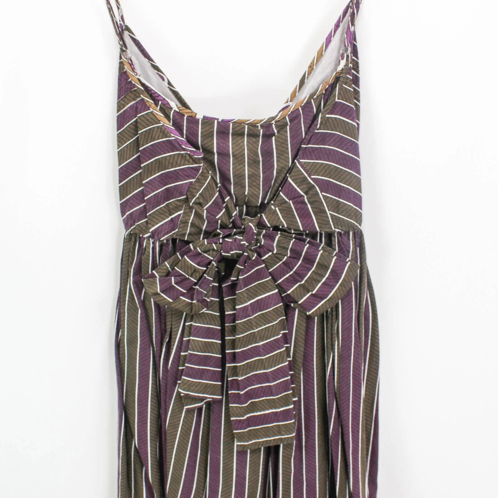 Purple Green Cotton Vintage 90s Striped Maxi Dress by Funky People - Image 4