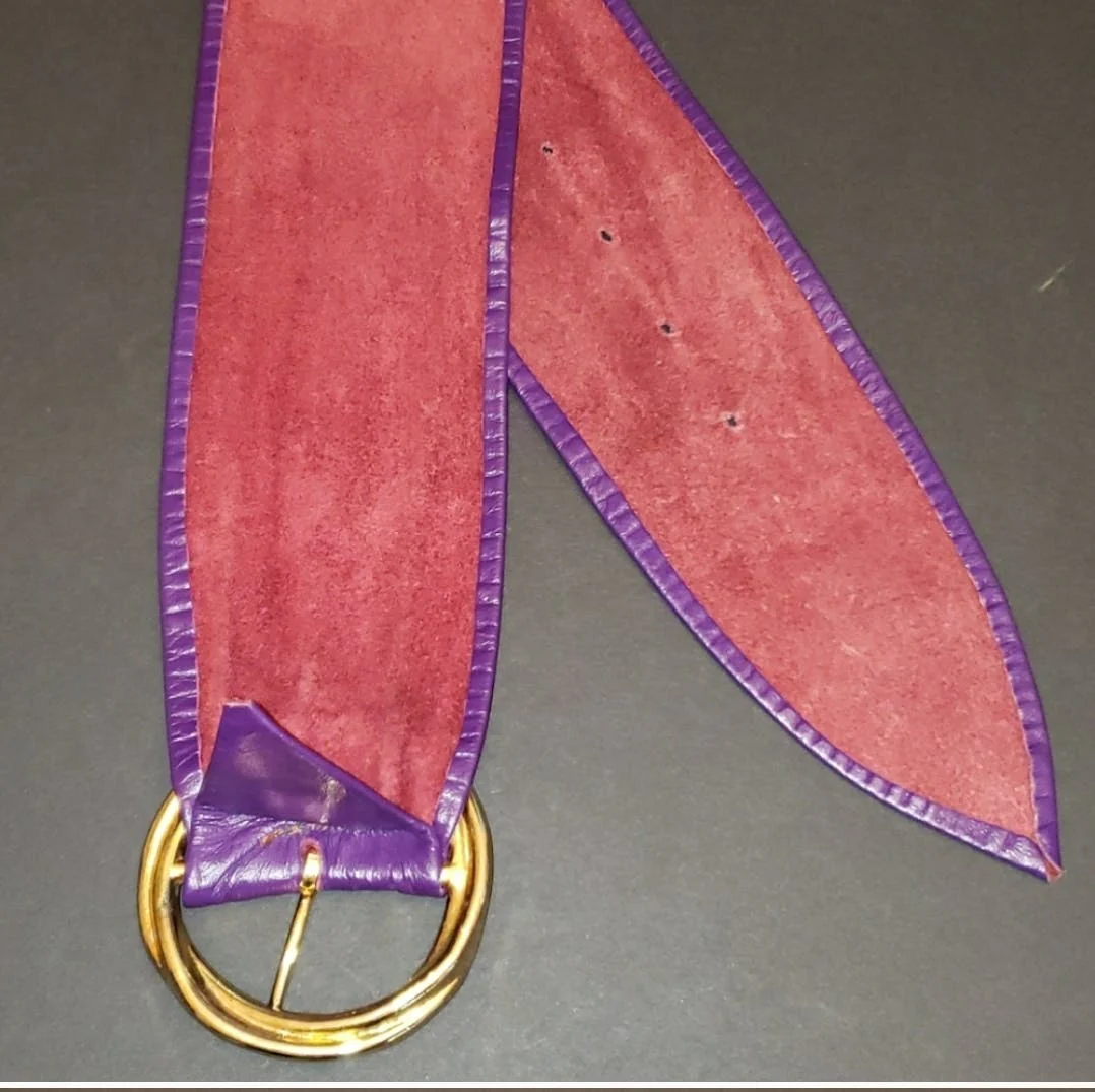 80's/90's Purple Leather Wide Sash Belt - Image 7