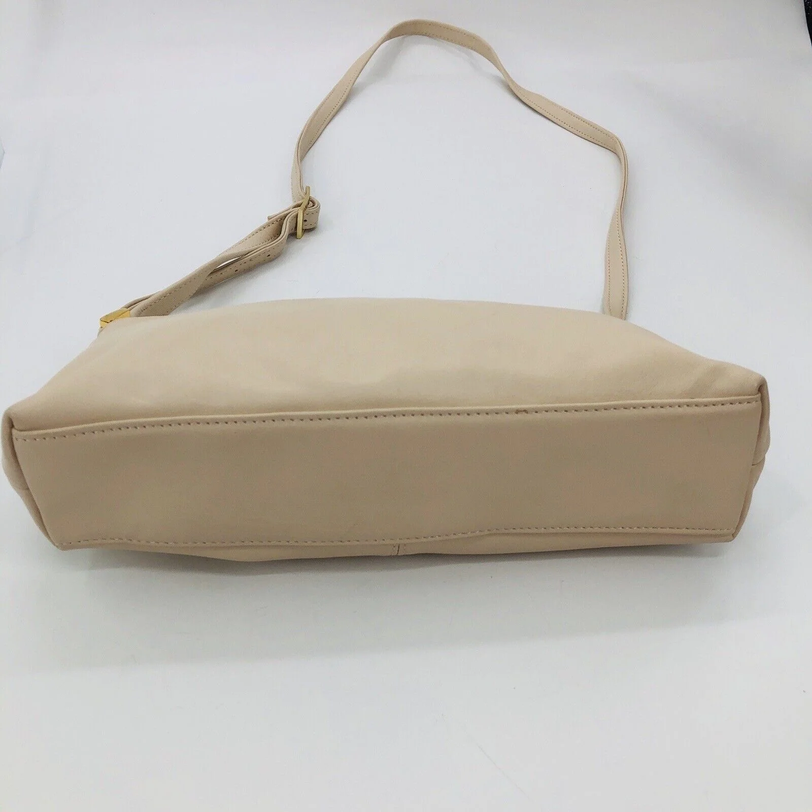 Purse Bone Cream Cowhide Leather Small Rectangle Buckle Strap by Etienne Aigner - Image 11