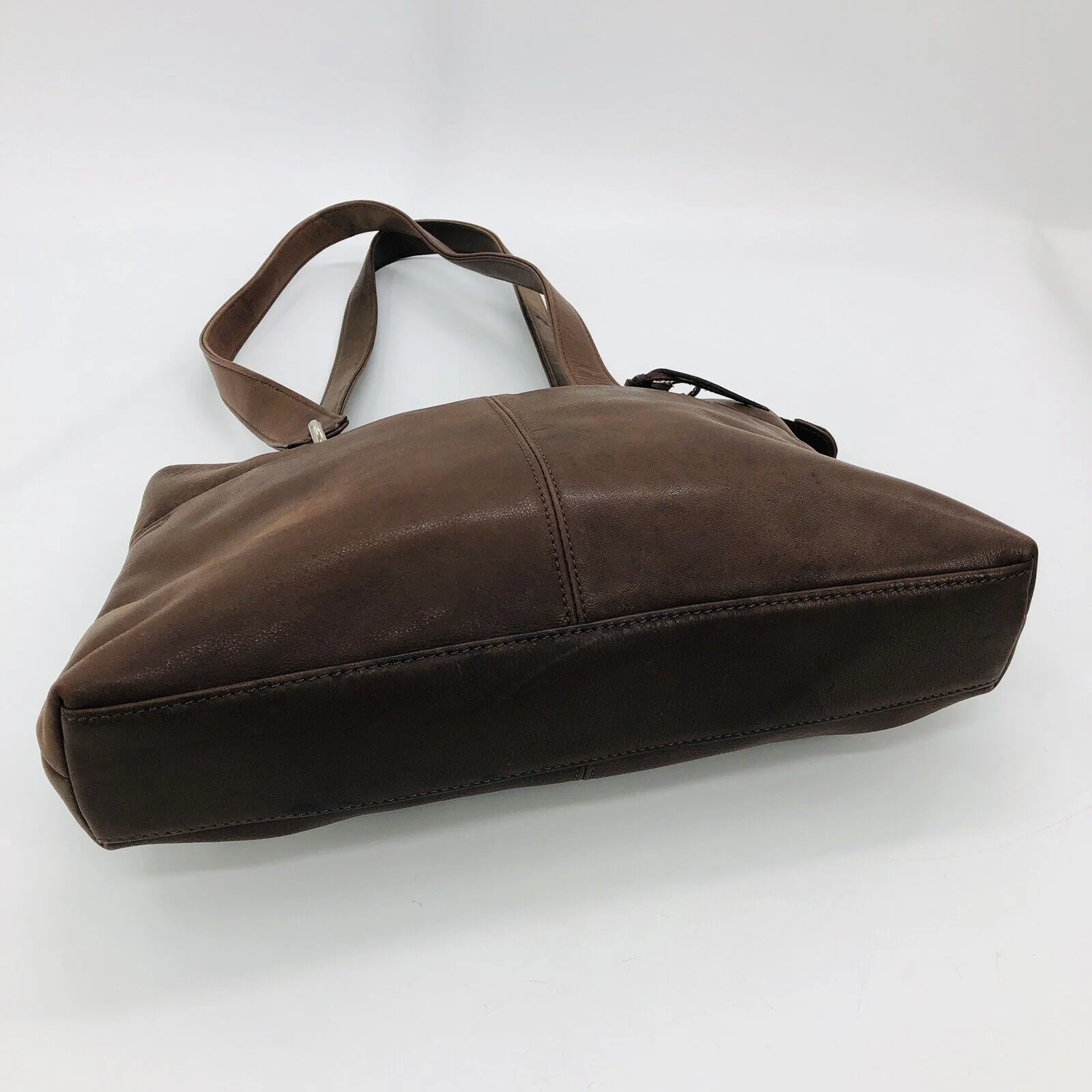 Purse Shoulder Bag Brown Leather Double Handles Classic Look Pockets! by Rolfs - Image 3