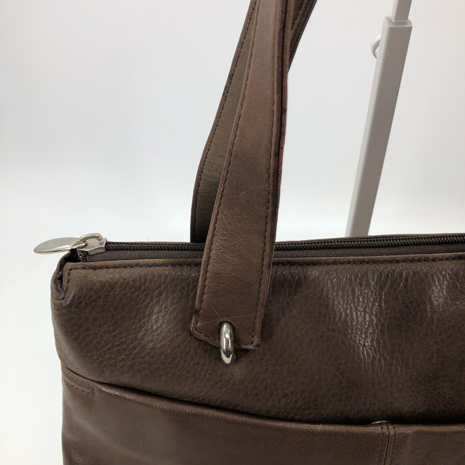 Purse Shoulder Bag Brown Leather Double Handles Classic Look Pockets! by Rolfs - Image 8