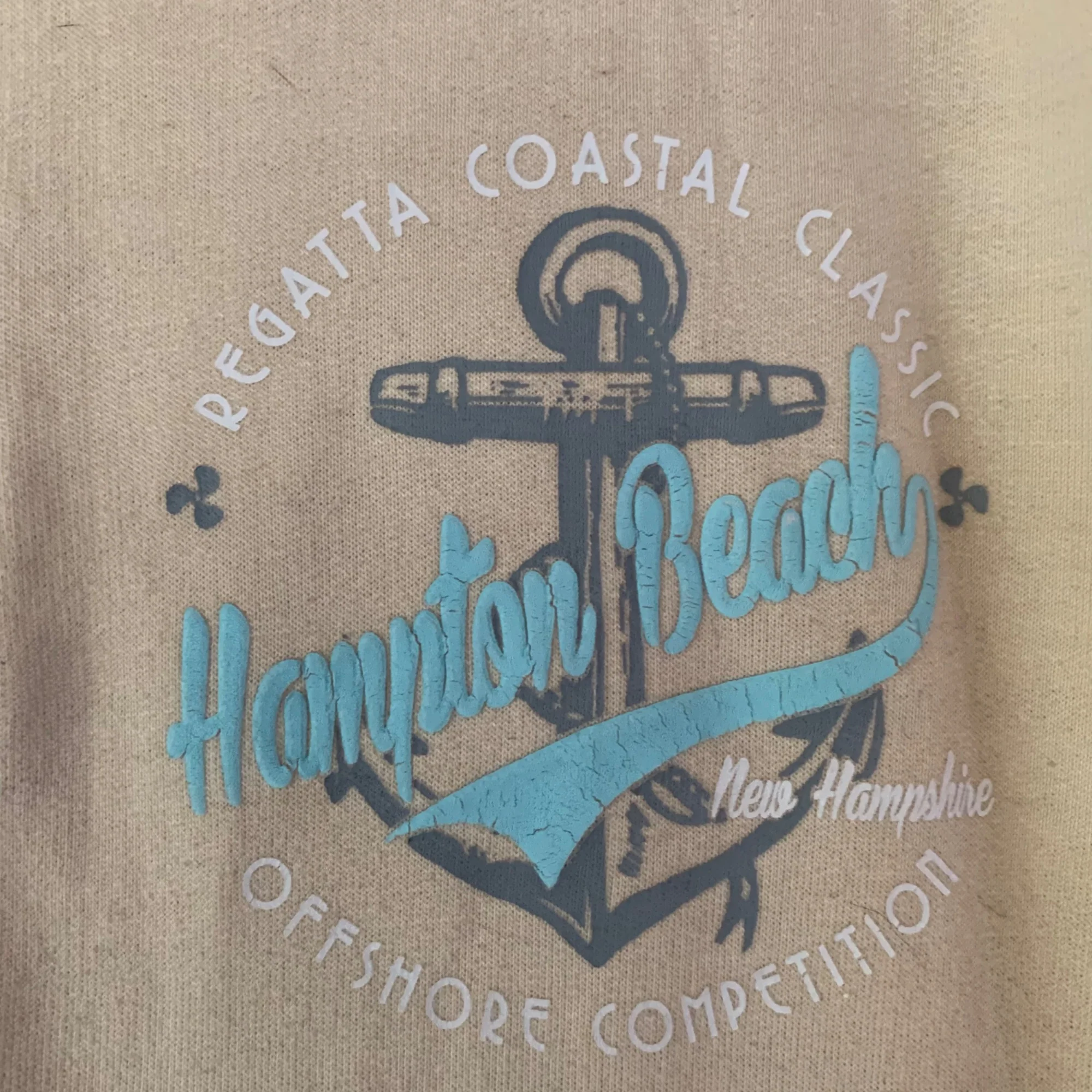 Quarter Zip Sweatshirt Small Oversized Hampton Beach Logo by Us Vintage Collection - Image 3