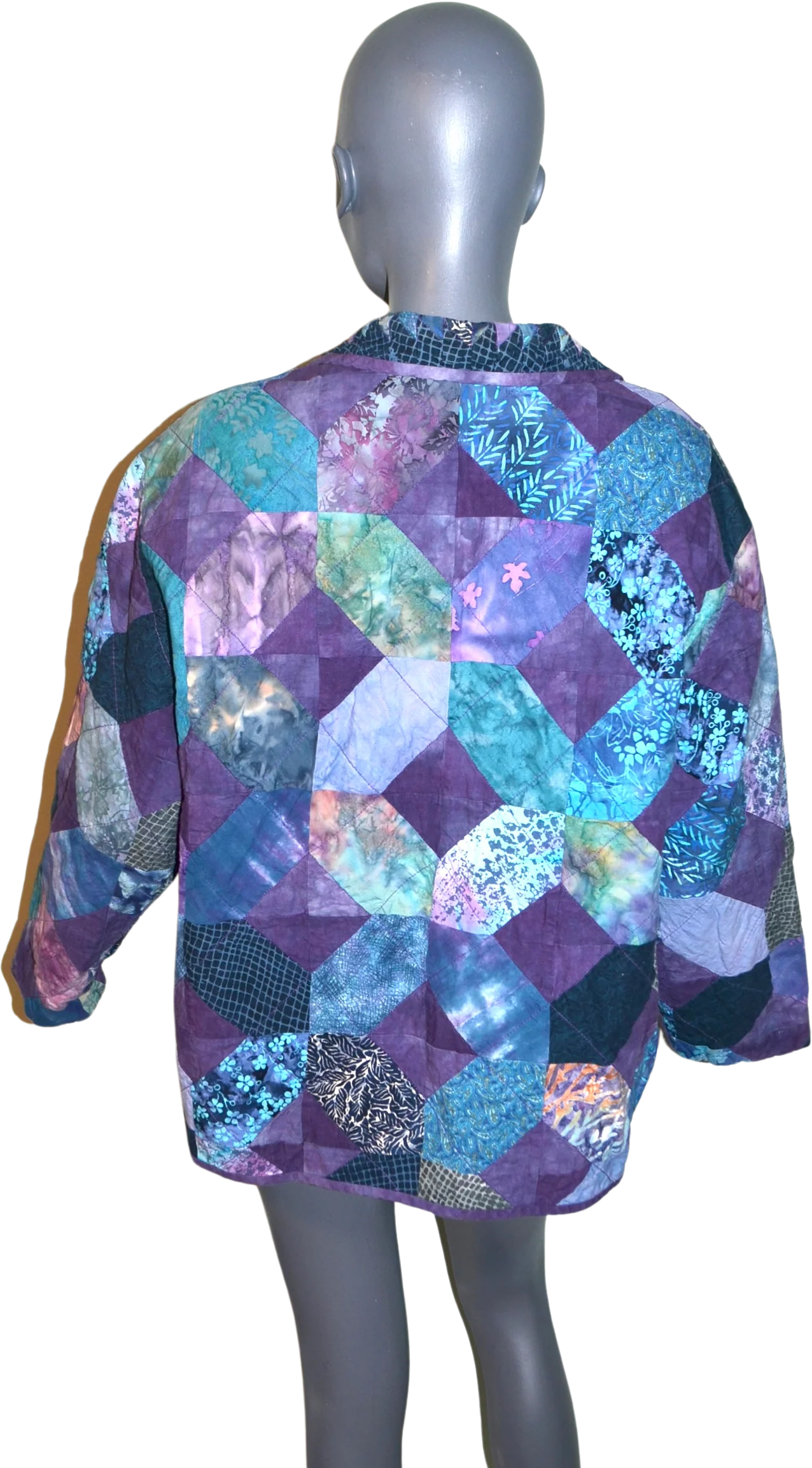 Quilted Jacket Batik Fabric Style- Granny Squares - Image 2
