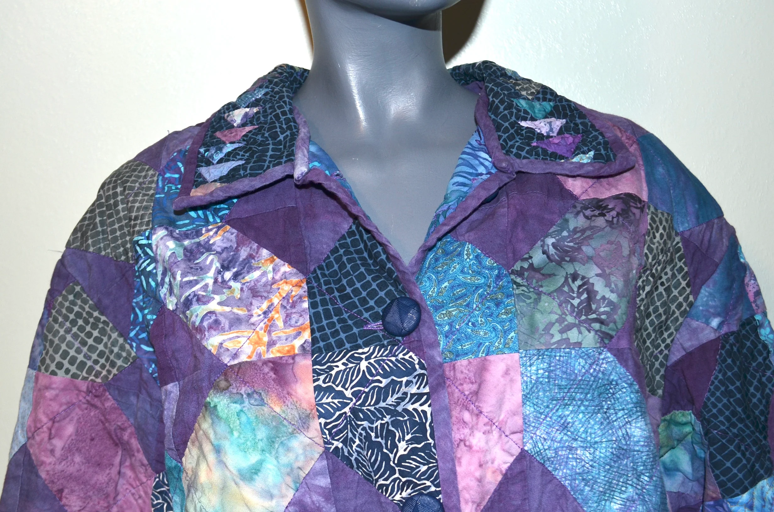 Quilted Jacket Batik Fabric Style- Granny Squares - Image 3