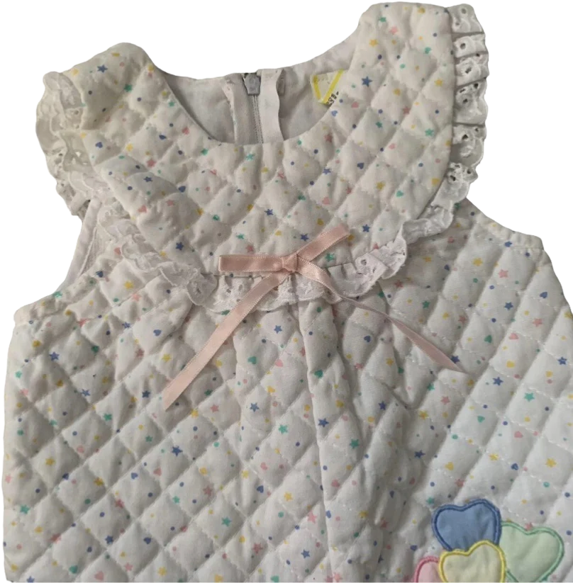 Quilted Star Print Pastel Footed Romper