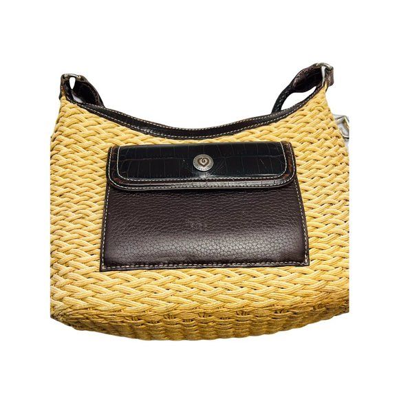 Raffia Leather Trim Shoulder Bag Vintage Woven Straw Authentic Purse by Brighton - Image 3