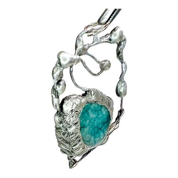 Rainbow Moonstone Cabochon Swan Pendant Handcrafted with Tiffany Solder - Image 3