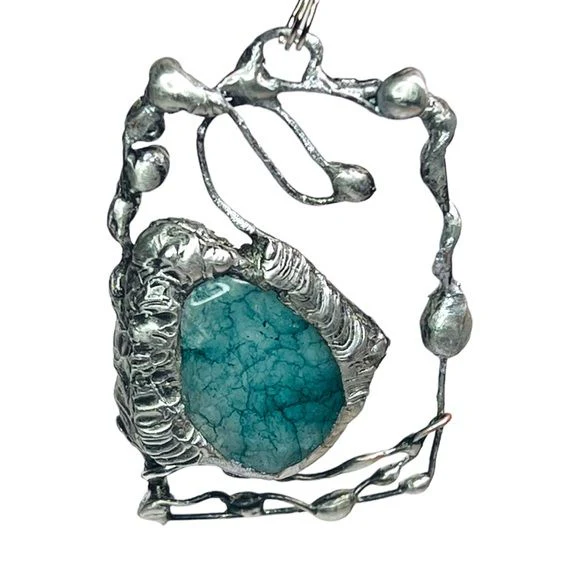 Rainbow Moonstone Cabochon Swan Pendant Handcrafted with Tiffany Solder - Image 6