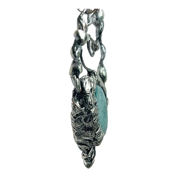 Rainbow Moonstone Cabochon Swan Pendant Handcrafted with Tiffany Solder - Image 7