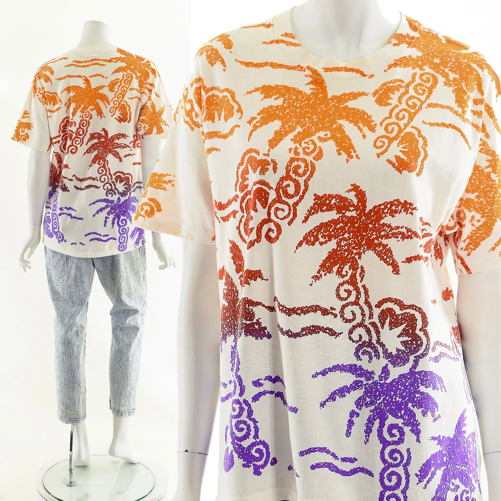 Rainbow Palm Tree Tropical T-Shirt by 14th Place California - Image 4