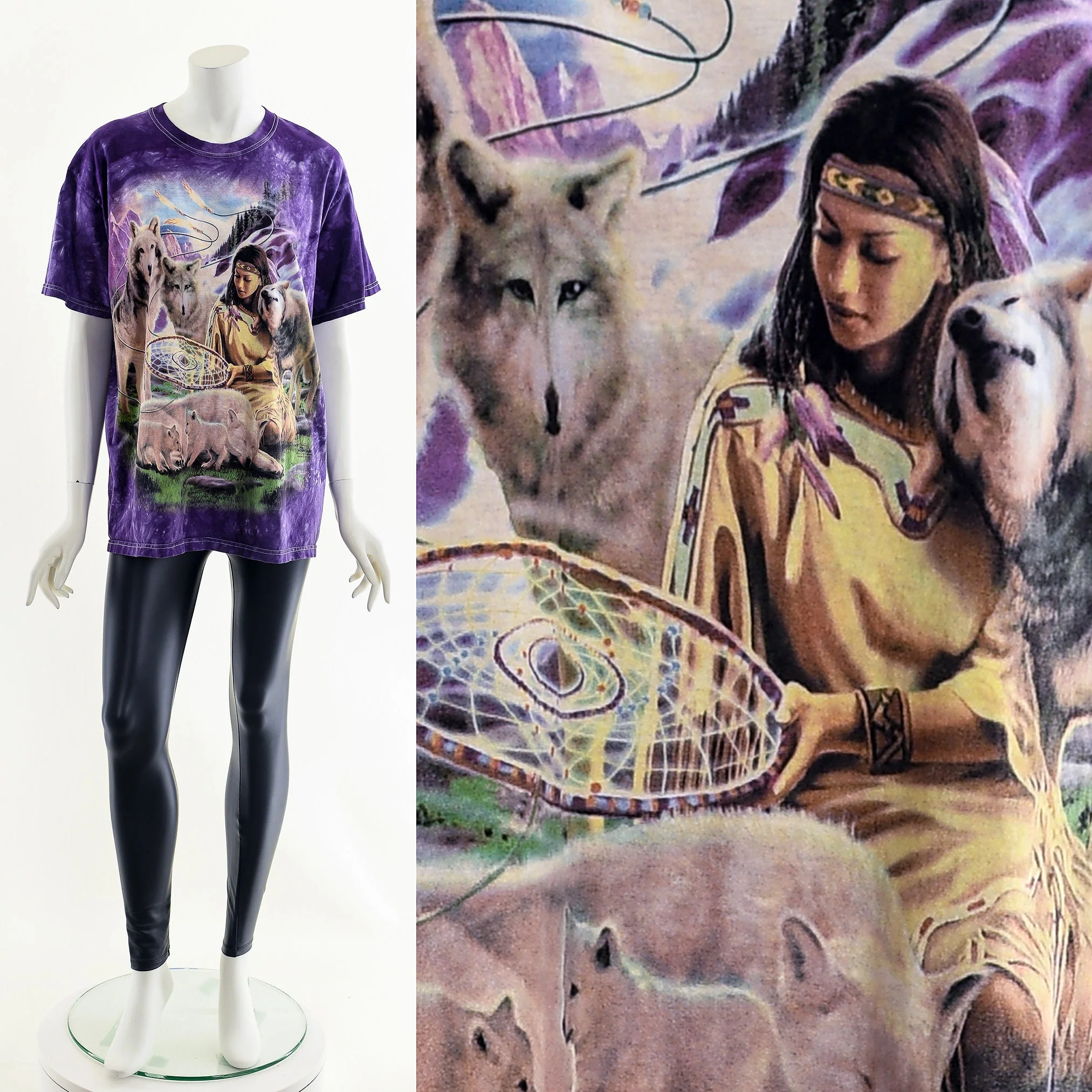 Rainbow Wolf Mother Tie Dye T-Shirt by Jerzees - Image 2