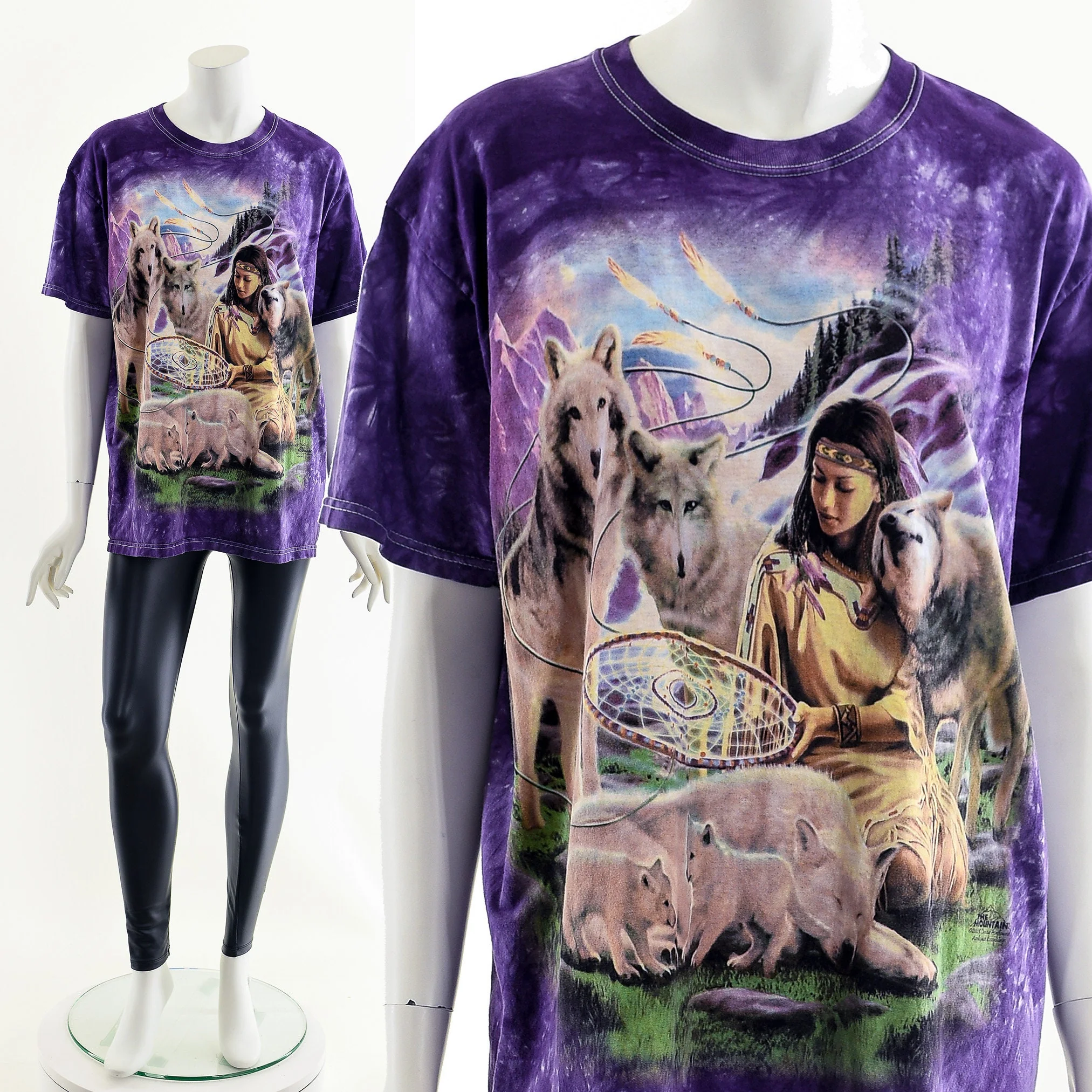 Rainbow Wolf Mother Tie Dye T-Shirt by Jerzees - Image 3