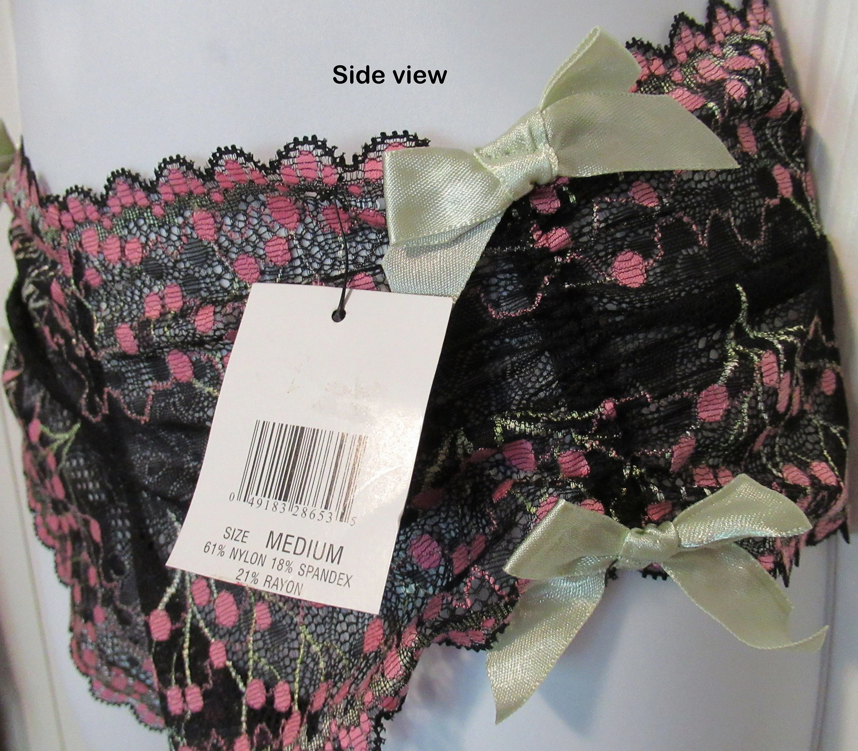 Rampage Medium Panty Sheer Black Pink and Green Lace by Rampage - Image 8