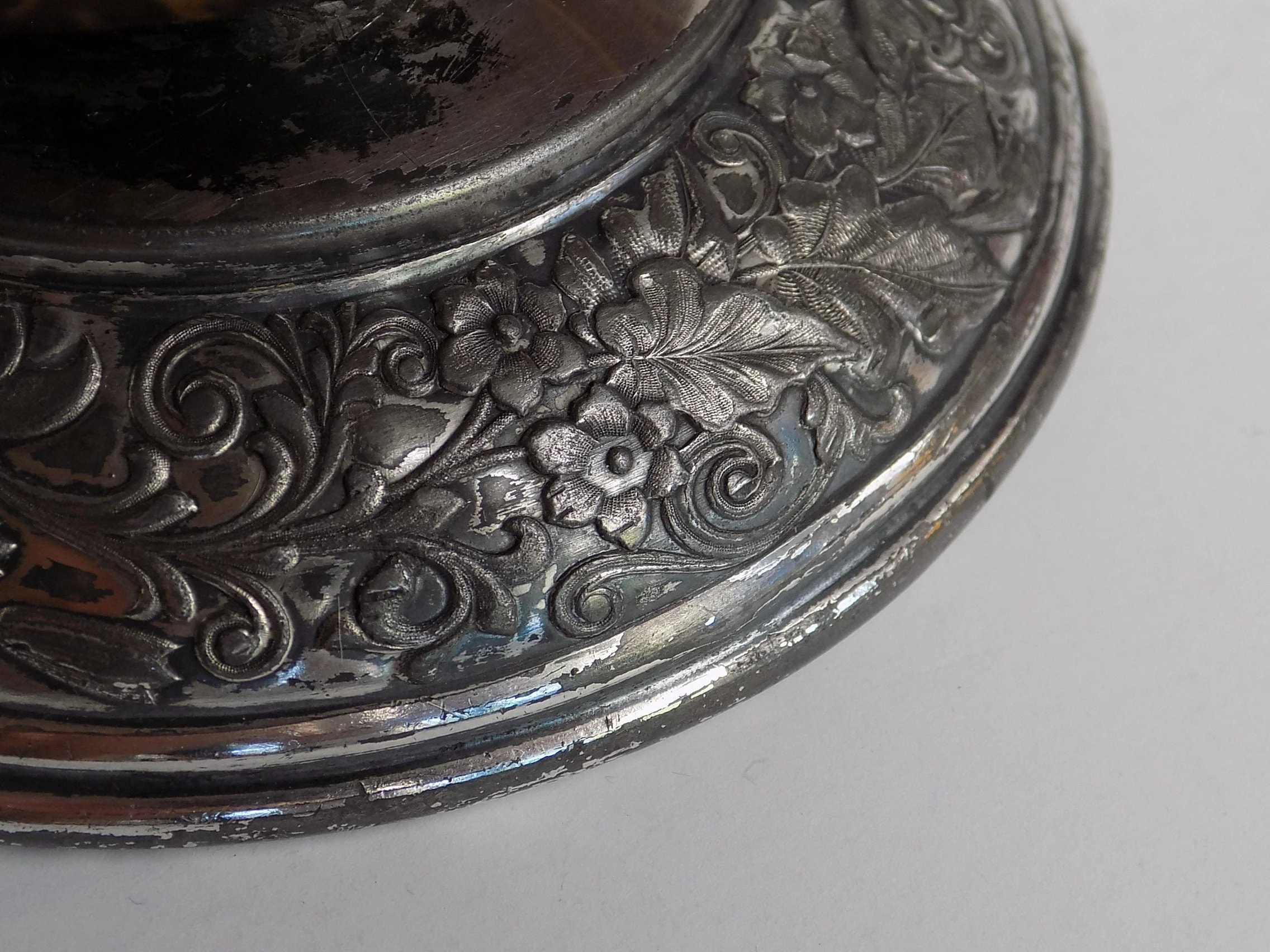 Rare 1400s Edwardian Coconut Drinking Cup In Ornamental Gilded Silver Base with Silver Plated Rim Hanap Standing Cup - Image 3