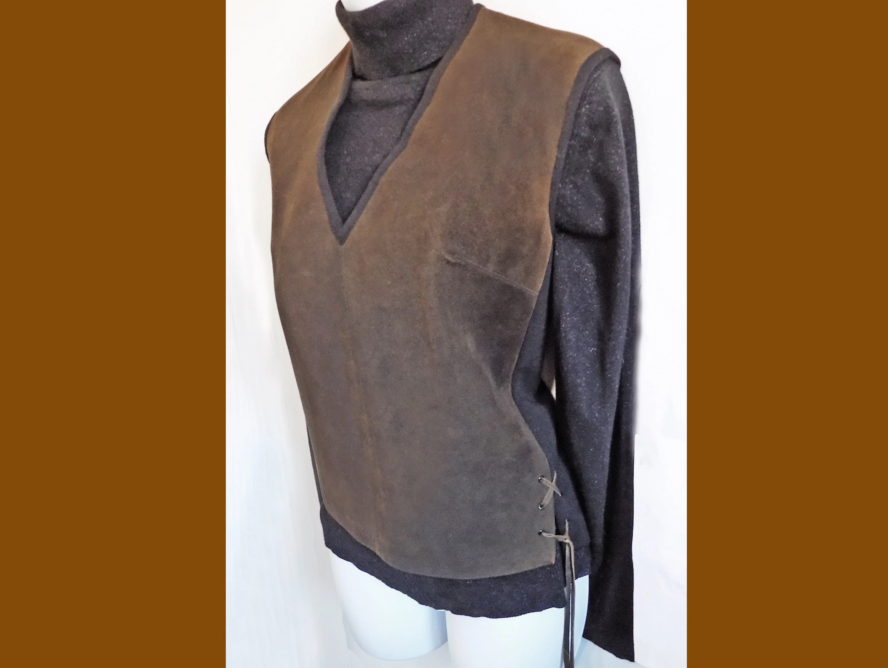 Rare 50s 60s Wool and Suede Woman's Vest by Virany of New York Beatnik Folk Singer - Image 3