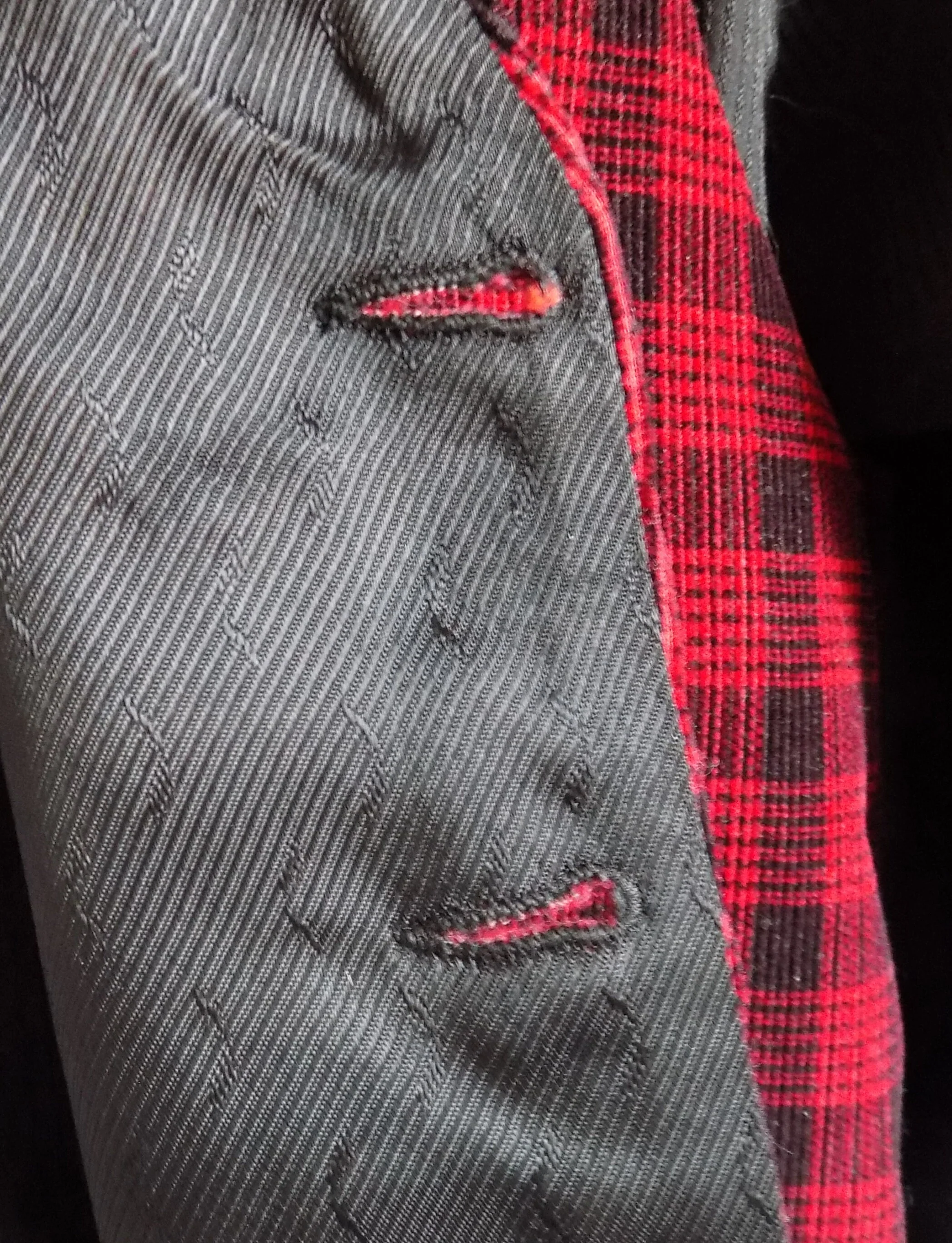 Rare 50s Plaid Corduroy Rockabilly Waistcoat by The Continental Vest Black Satin Back and Lining Textured Metal Buttons Pockets by The Continental - Image 5