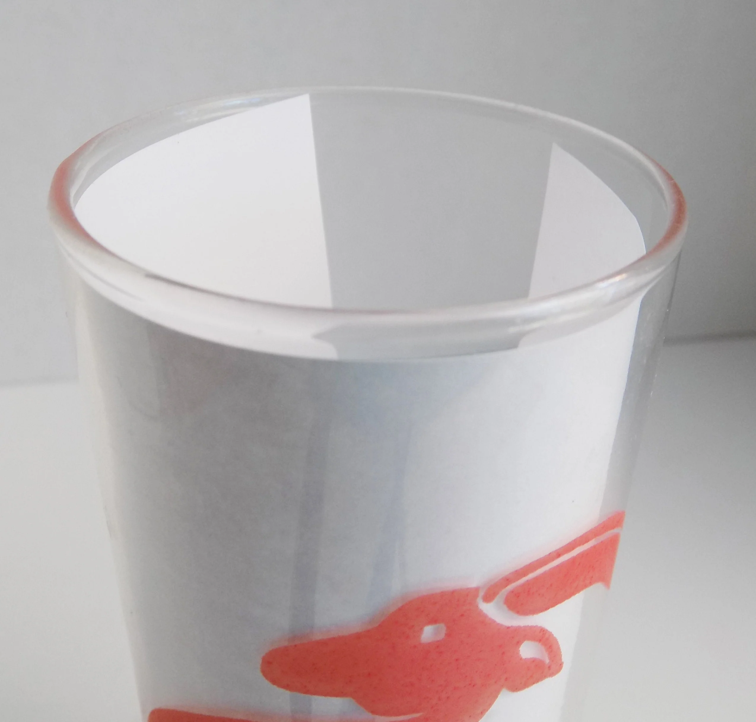 Rare Art Deco 40s 50s Anchor Hocking Tall Glass with Deer Antelope Coral Pink - Image 4