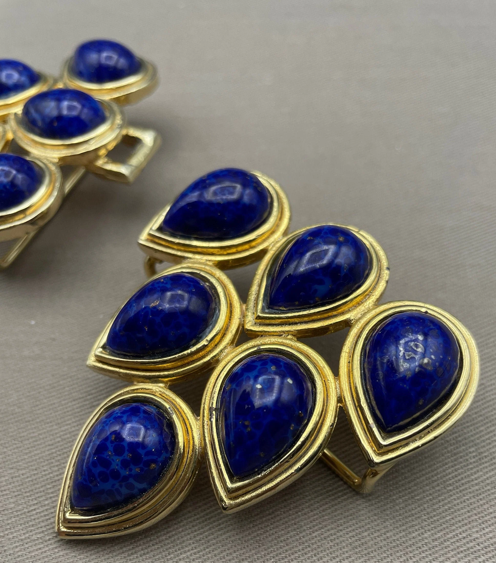 Rare Art Deco N Lapis Lazuli Vintage 80s Belt Buckle by Mimi Di - Image 3