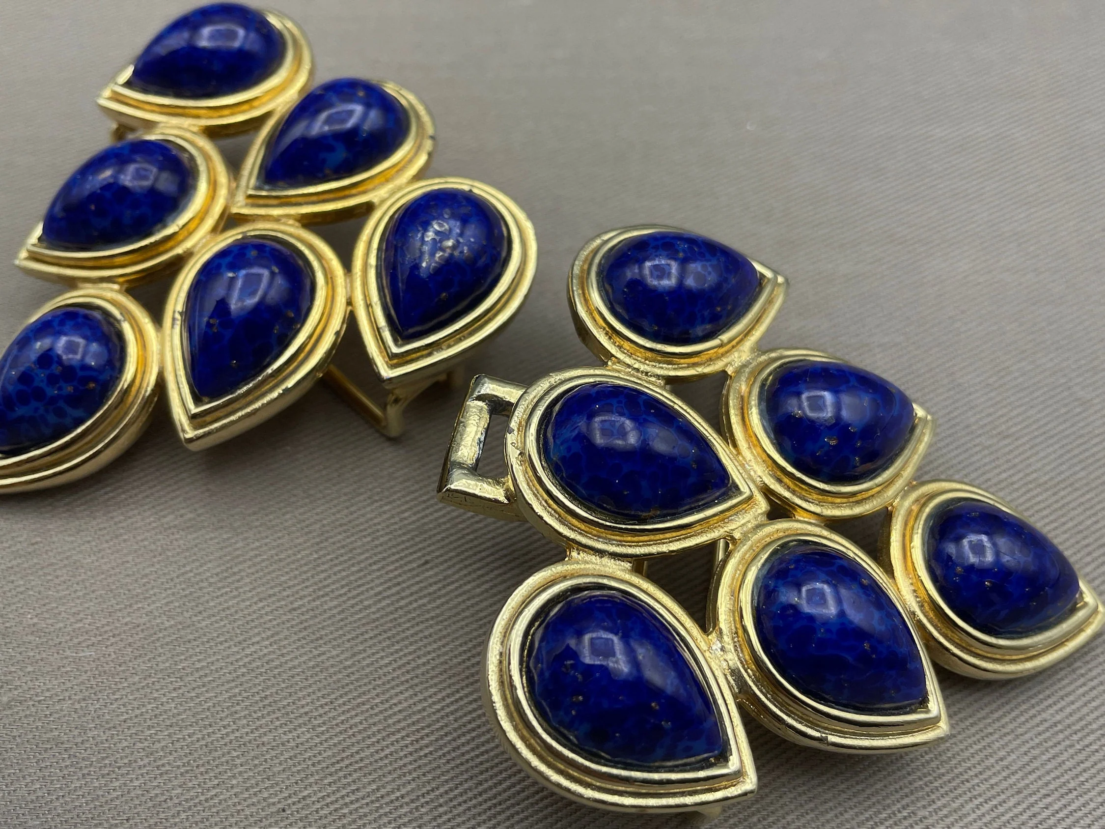 Rare Art Deco N Lapis Lazuli Vintage 80s Belt Buckle by Mimi Di - Image 7