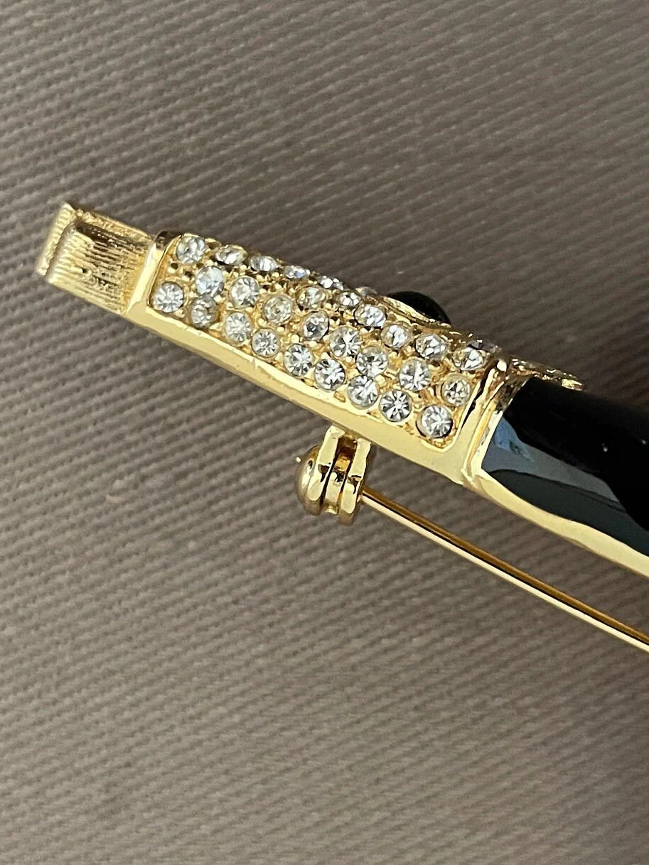 Rare Brooch - Signed Dior Shrimp Booch Vintage Pin High End Designer Enamel and Rhinestone Brooch by Christian Dior - Image 6