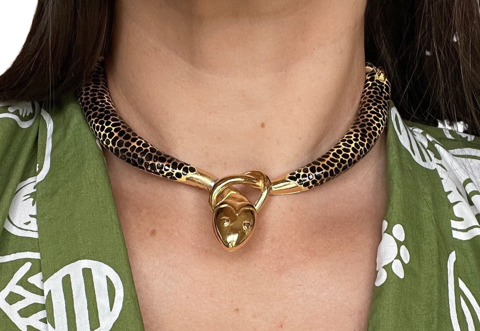 Rare Dvf Diane Von Furstenberg Snake Enamel Vintage Statement Choker Necklace by Diane Von Fürstenberg - Image 2