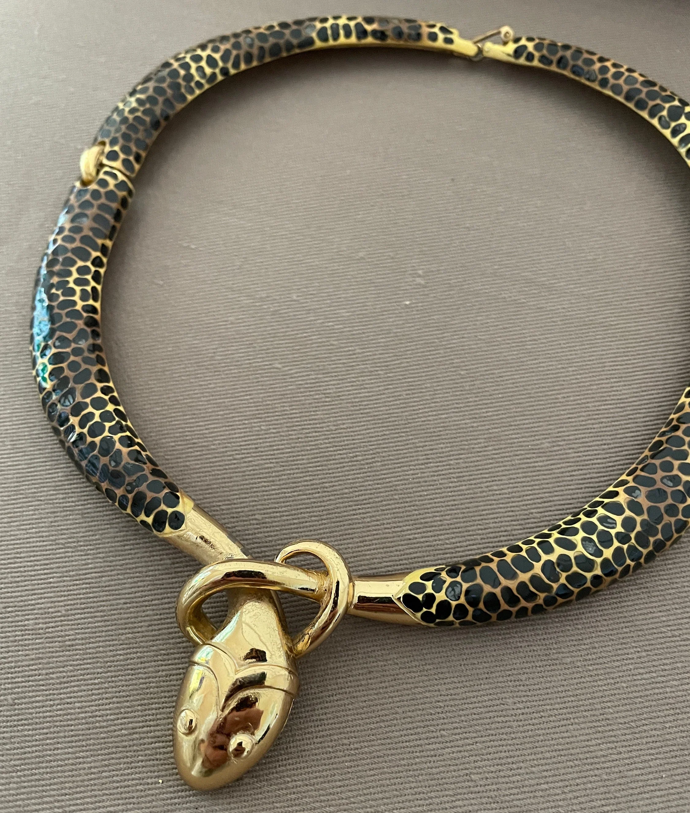 Rare Dvf Diane Von Furstenberg Snake Enamel Vintage Statement Choker Necklace by Diane Von Fürstenberg - Image 5