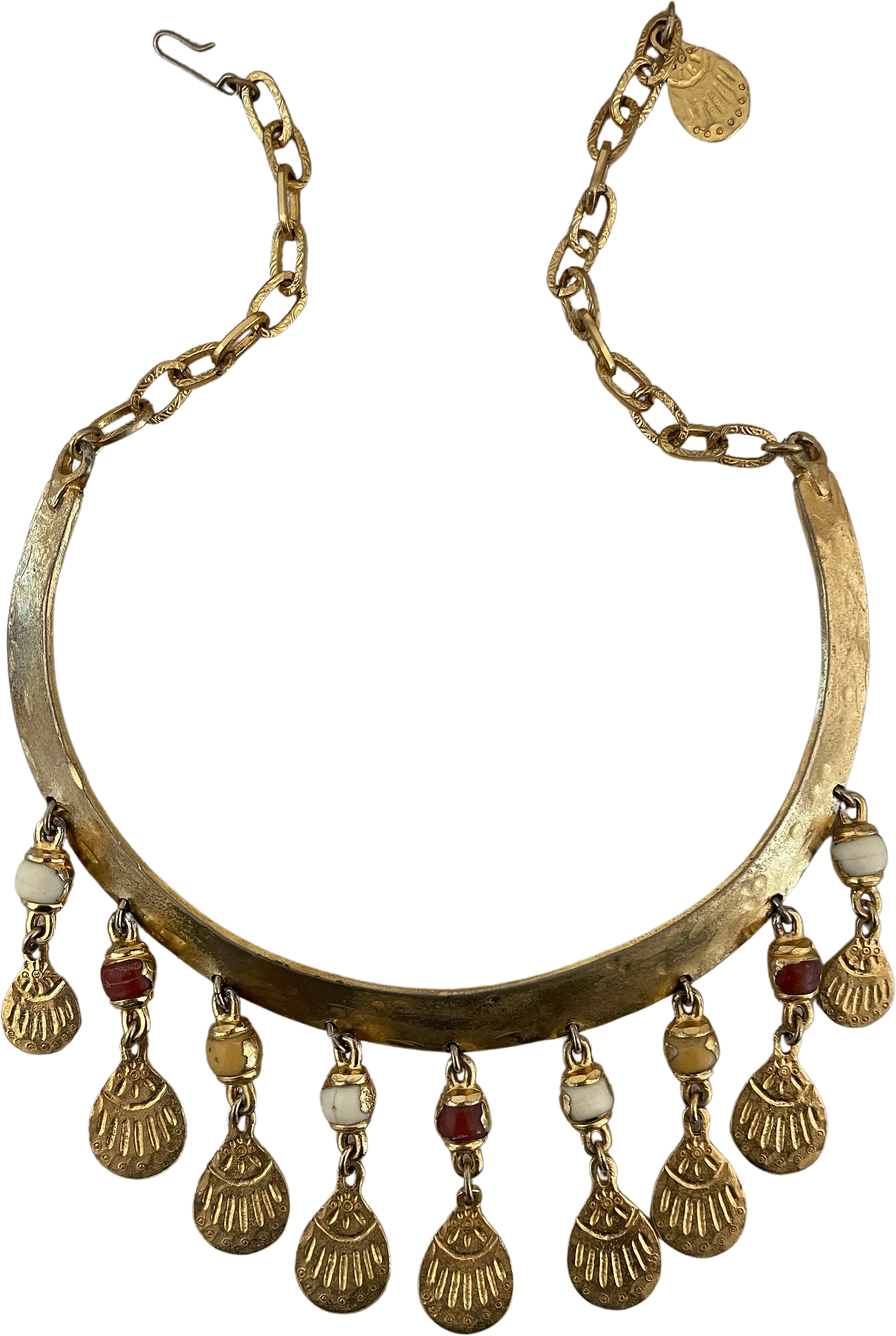 Rare Egyptian Revival Structured Collar Bib Necklace by Napier