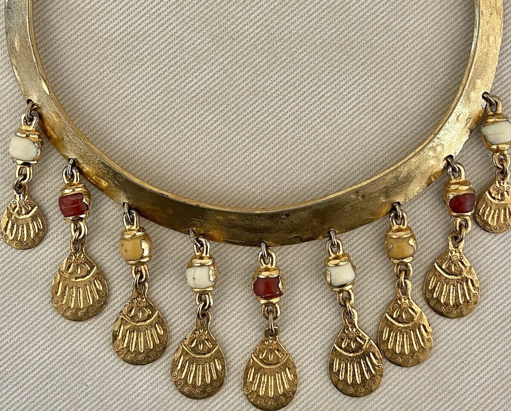 Rare Egyptian Revival Structured Collar Bib Necklace by Napier - Image 2
