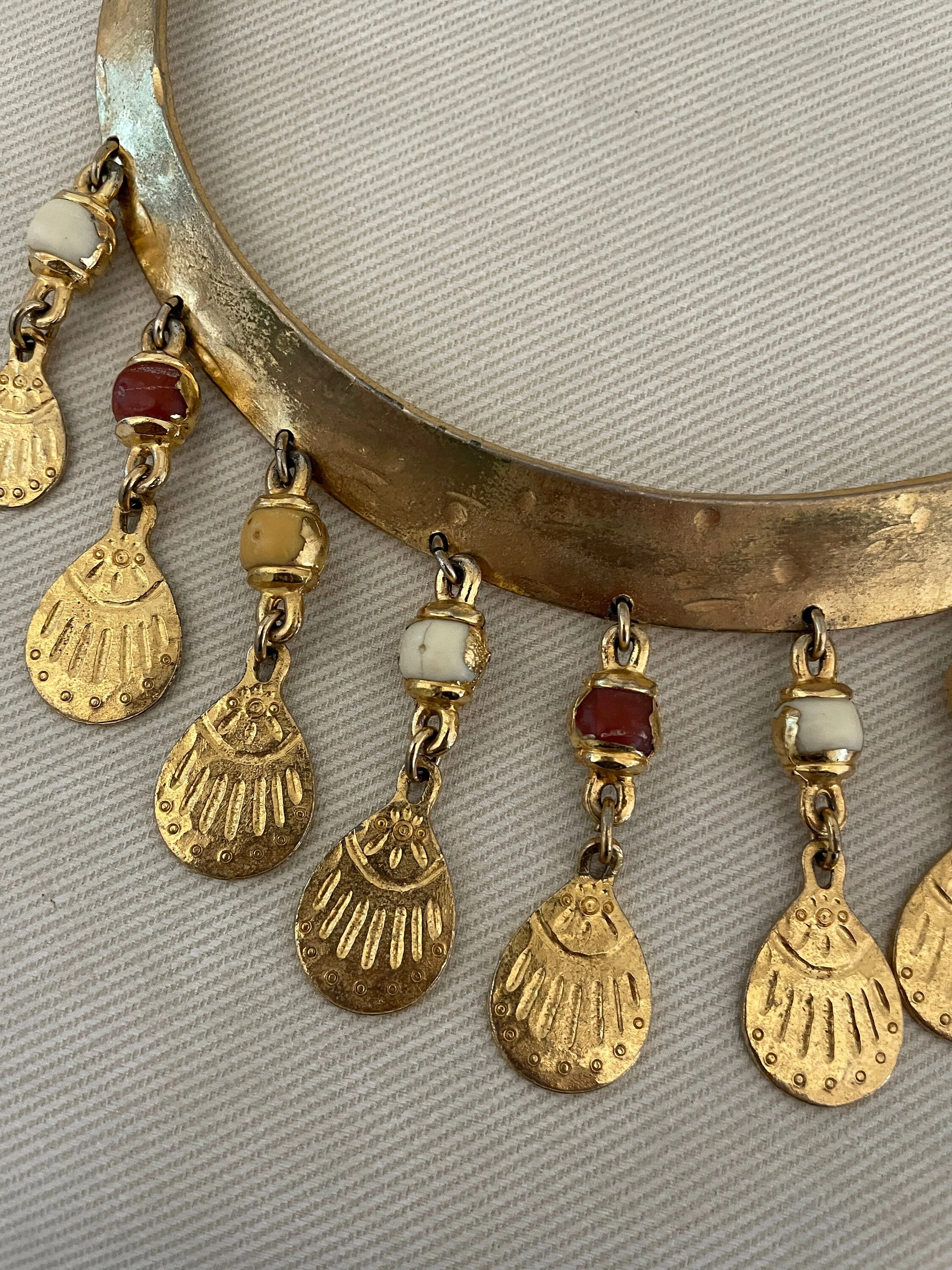 Rare Egyptian Revival Structured Collar Bib Necklace by Napier - Image 3