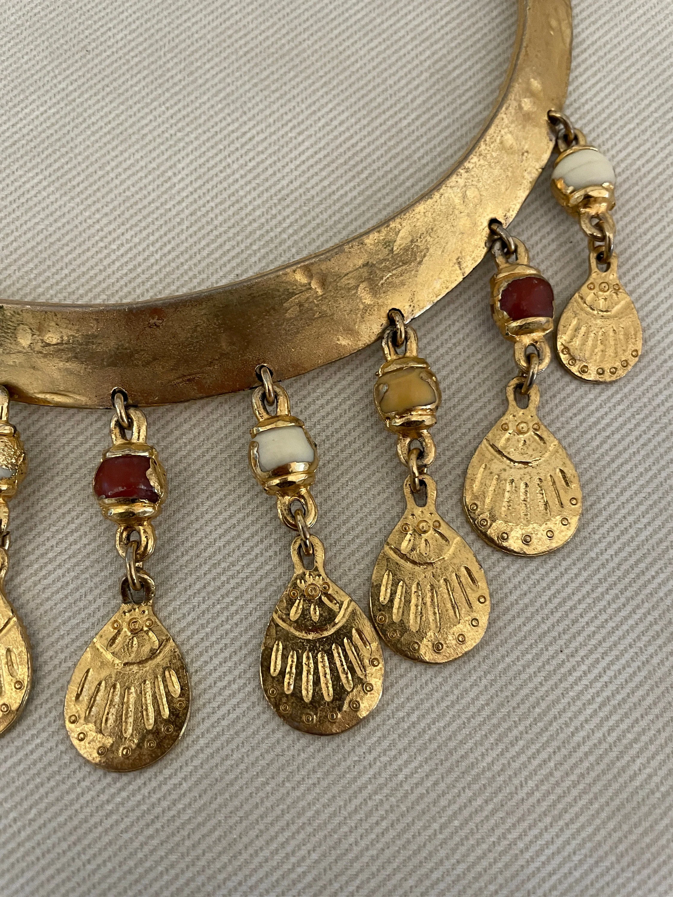 Rare Egyptian Revival Structured Collar Bib Necklace by Napier - Image 4