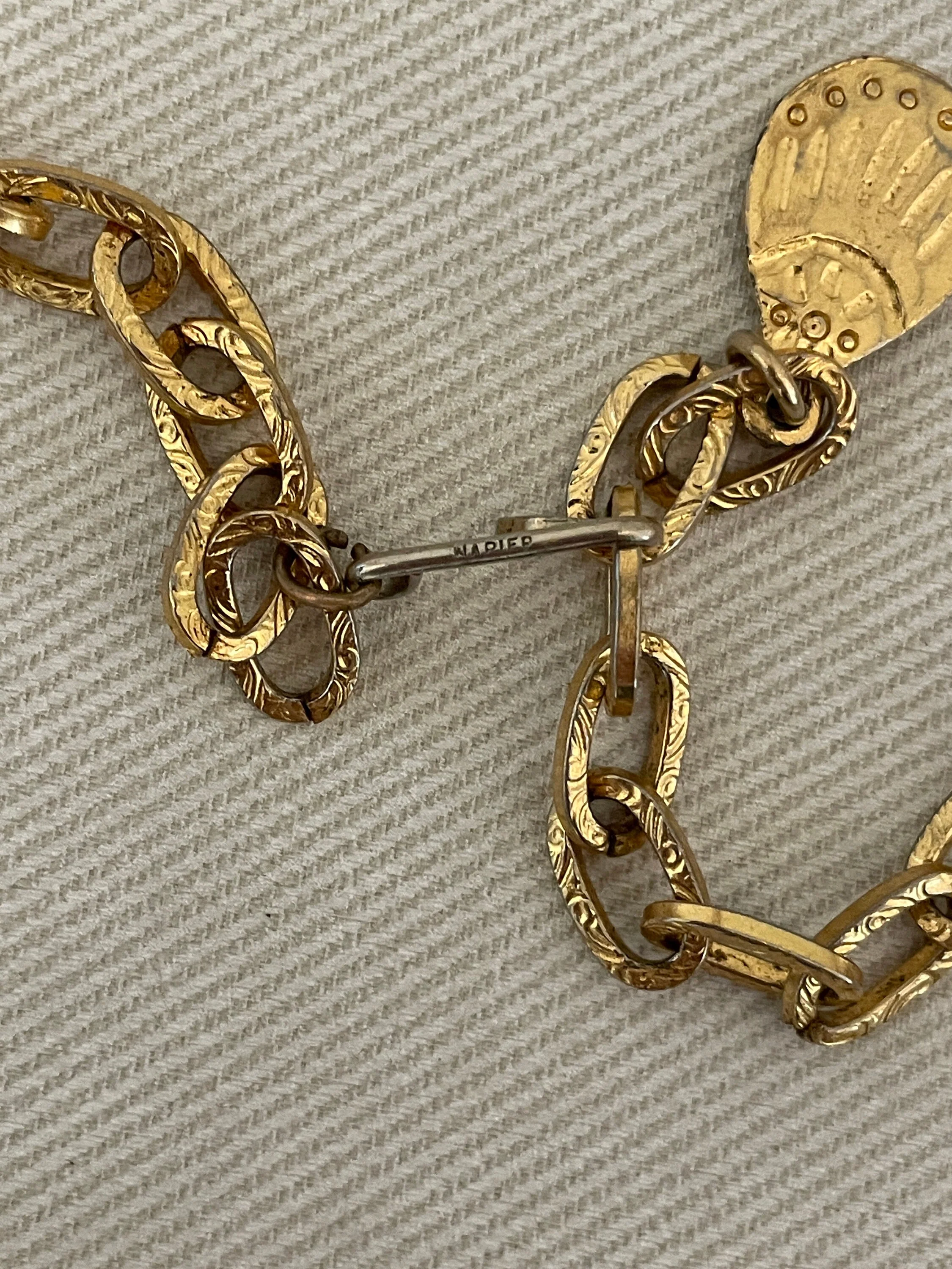 Rare Egyptian Revival Structured Collar Bib Necklace by Napier - Image 5